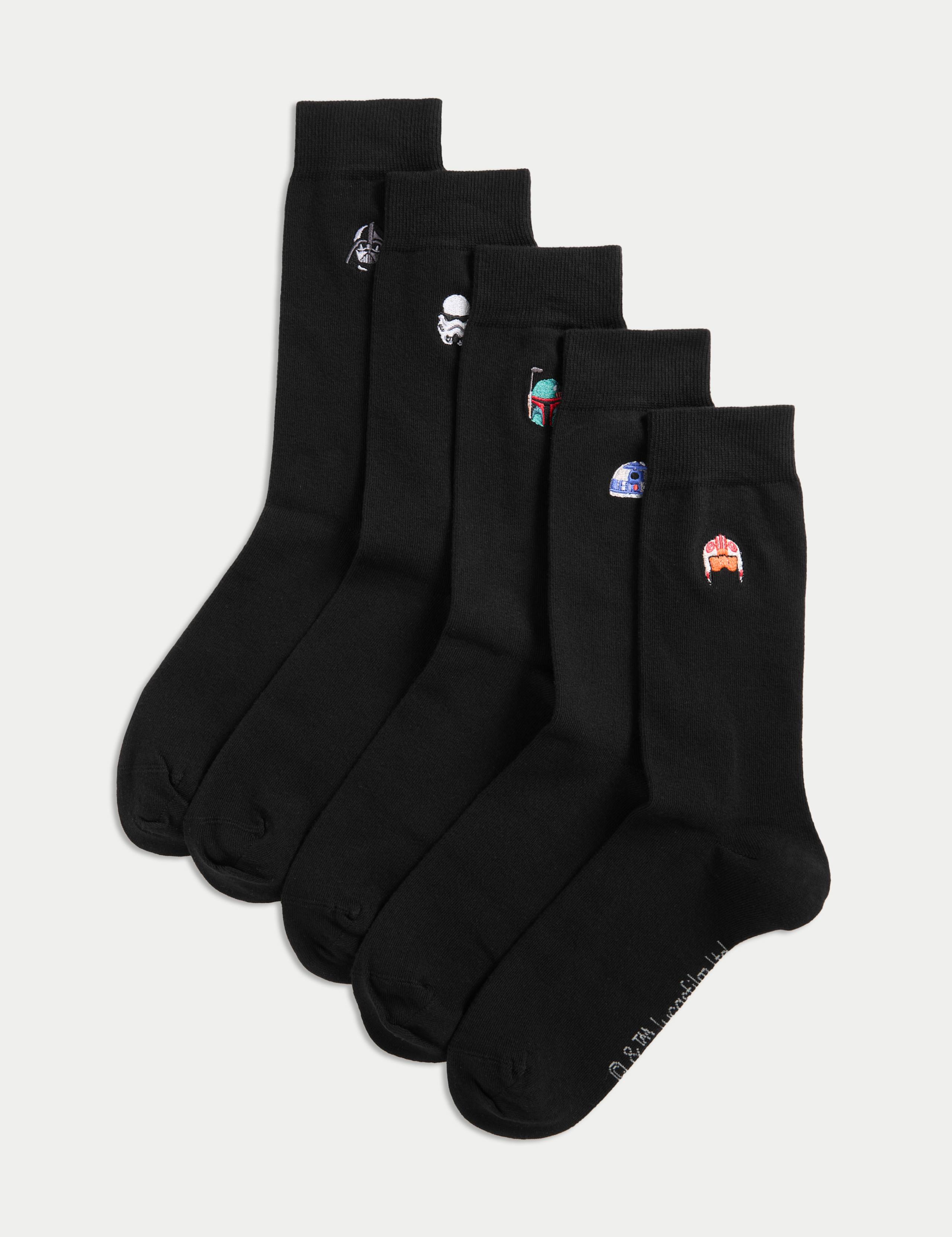 5 Pack Cool & Fresh™ Star Wars Cotton Rich Socks 1 of 3