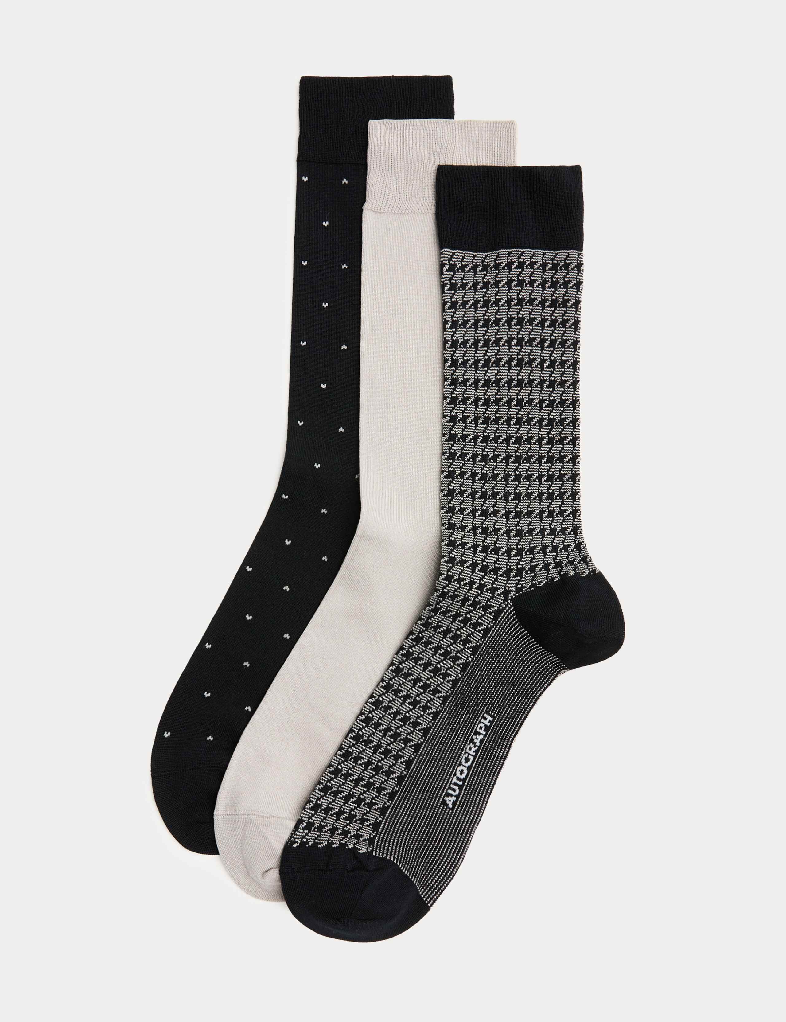 3 Pack Mercerised Cotton Rich Socks 1 of 2