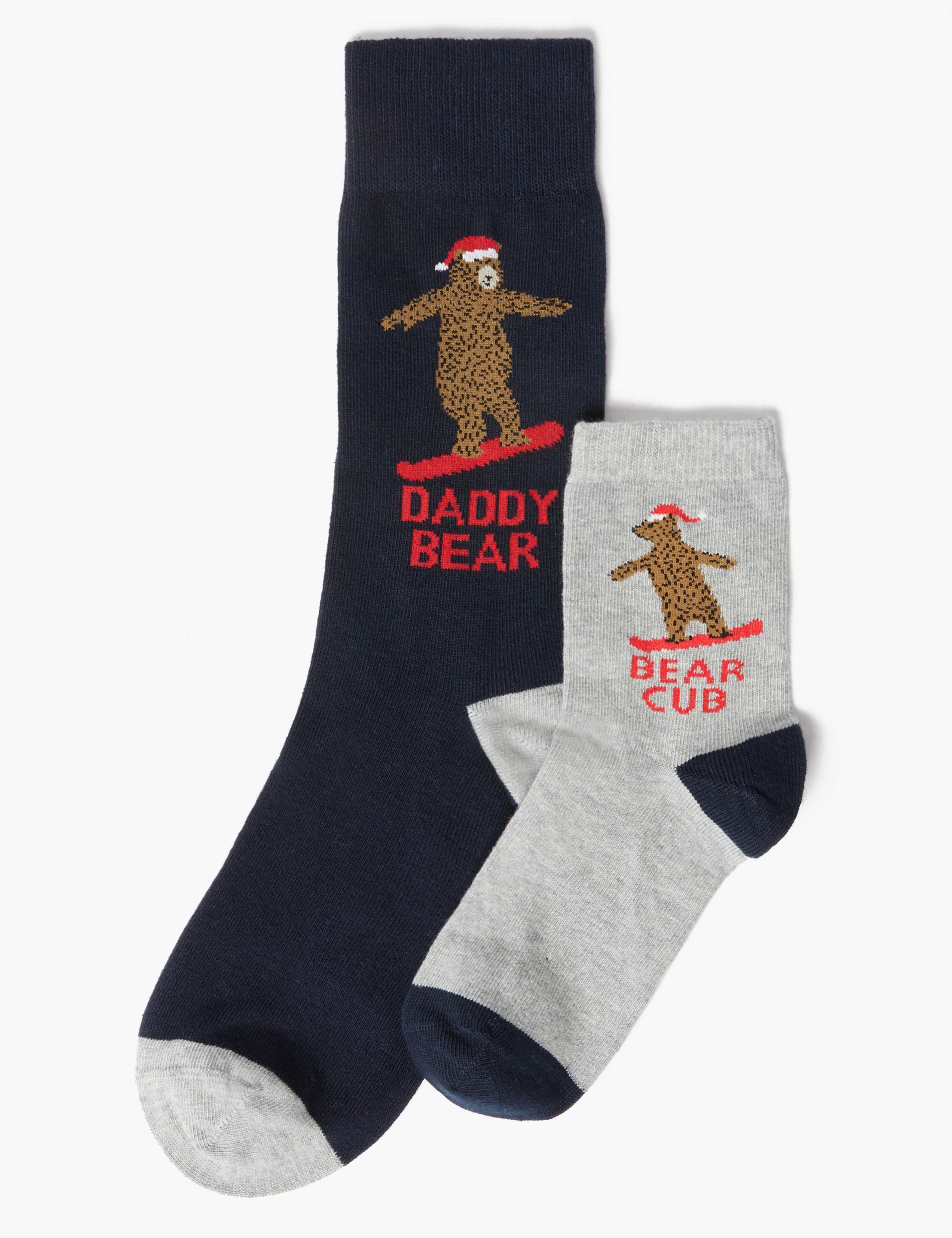 2pk Cotton Rich Mini Me Bear Socks 3 of 3