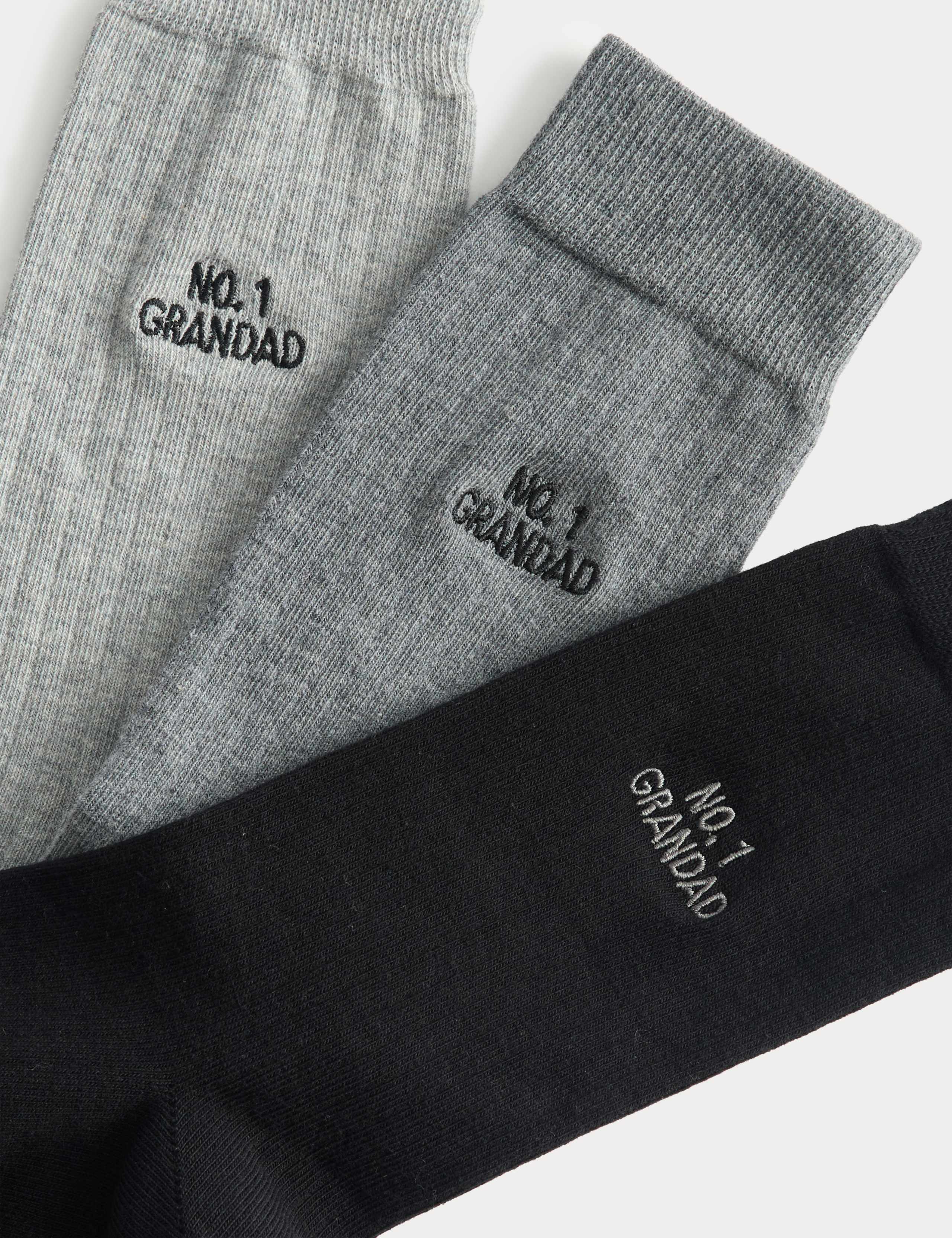 3 Pack Cotton Rich No.1 Grandad Socks 3 of 3