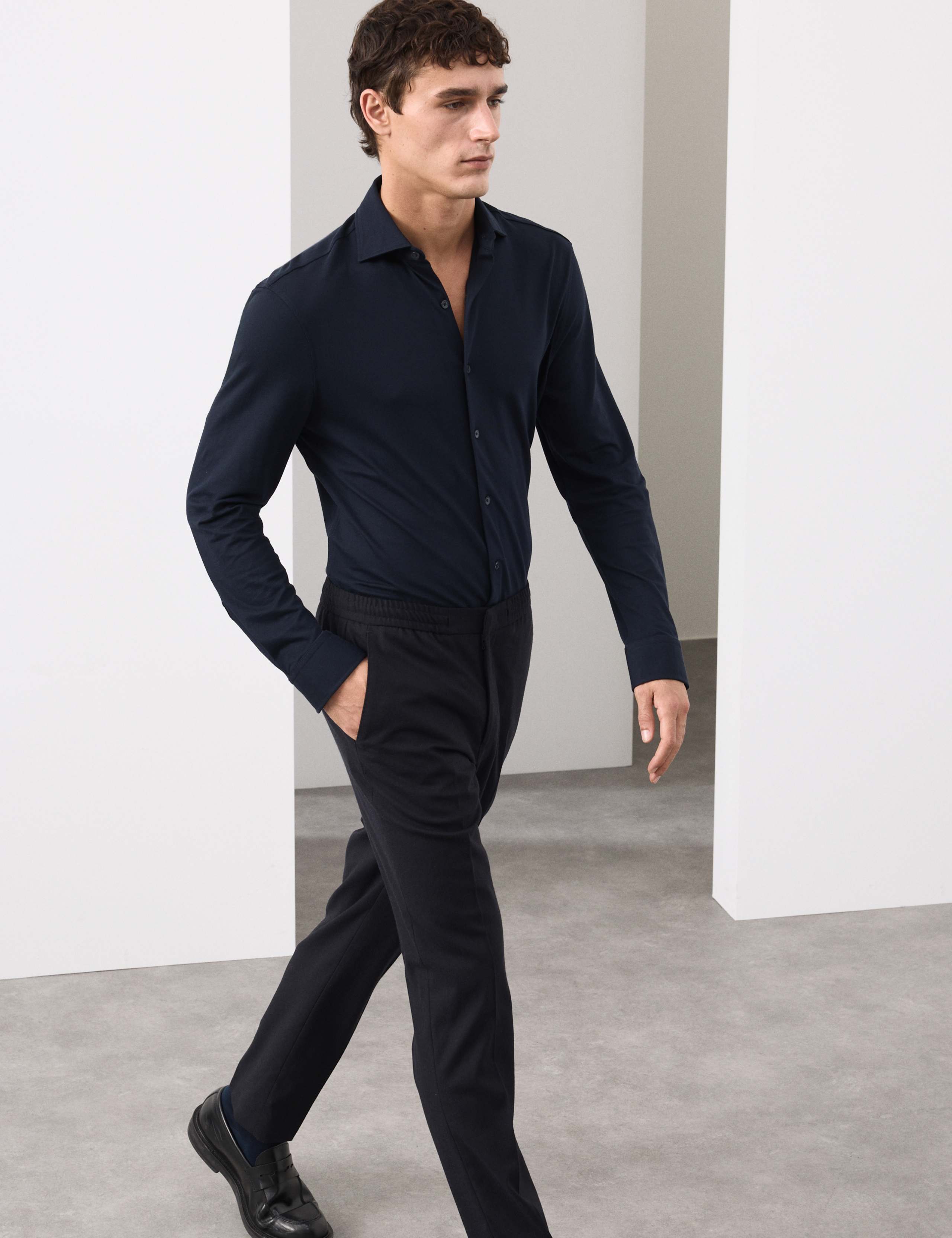 Tailored Fit Cotton Blend Pique Jersey Shirt 5 of 5