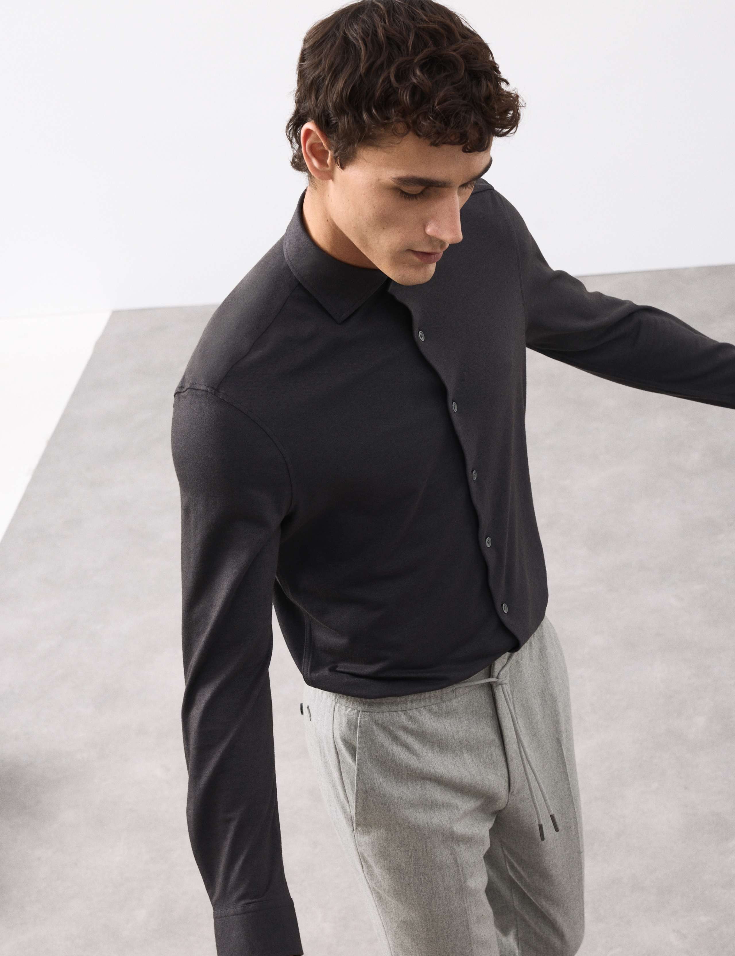 Tailored Fit Cotton Blend Pique Jersey Shirt 6 of 6