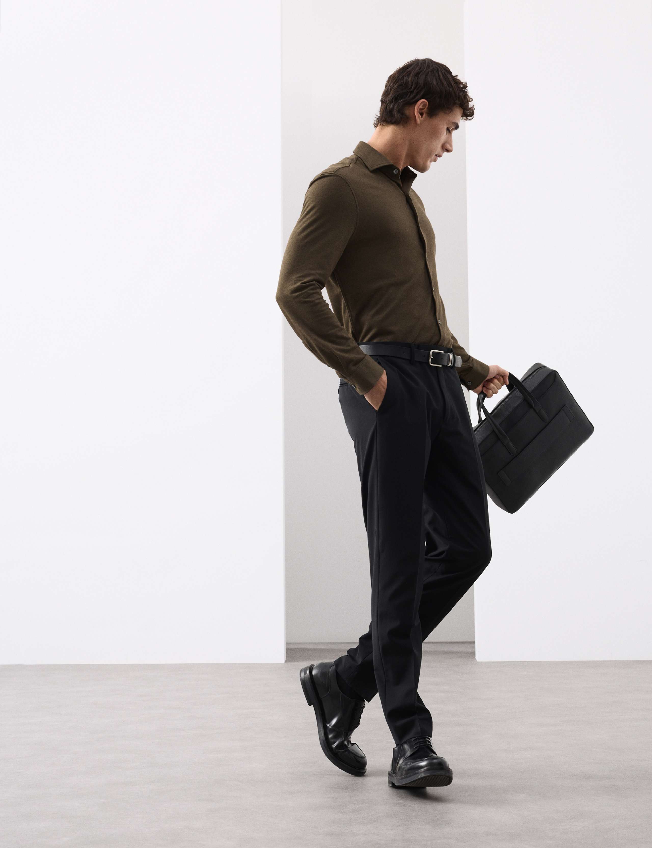 Tailored Fit Cotton Blend Pique Jersey Shirt 2 of 6