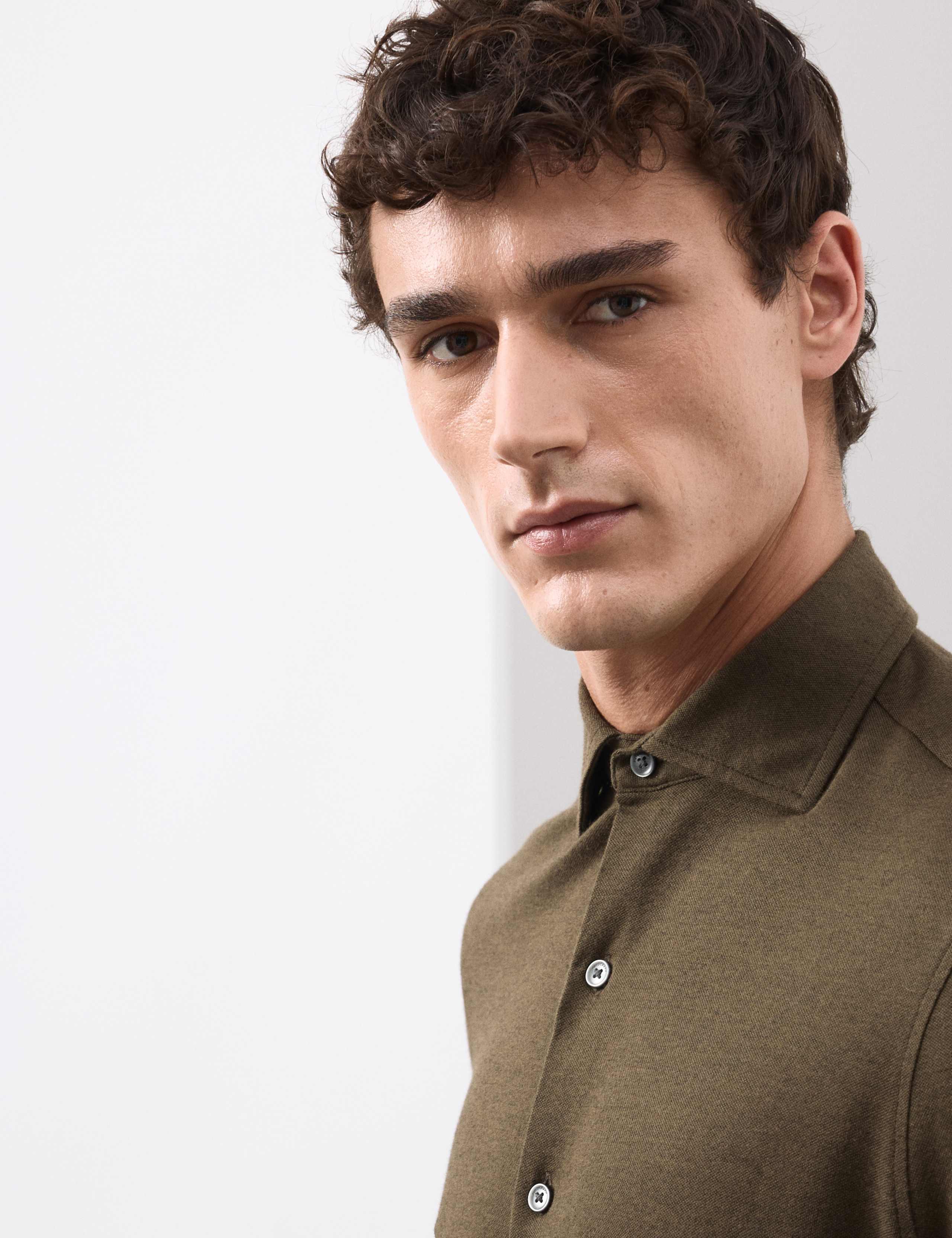 Tailored Fit Cotton Blend Pique Jersey Shirt 3 of 6