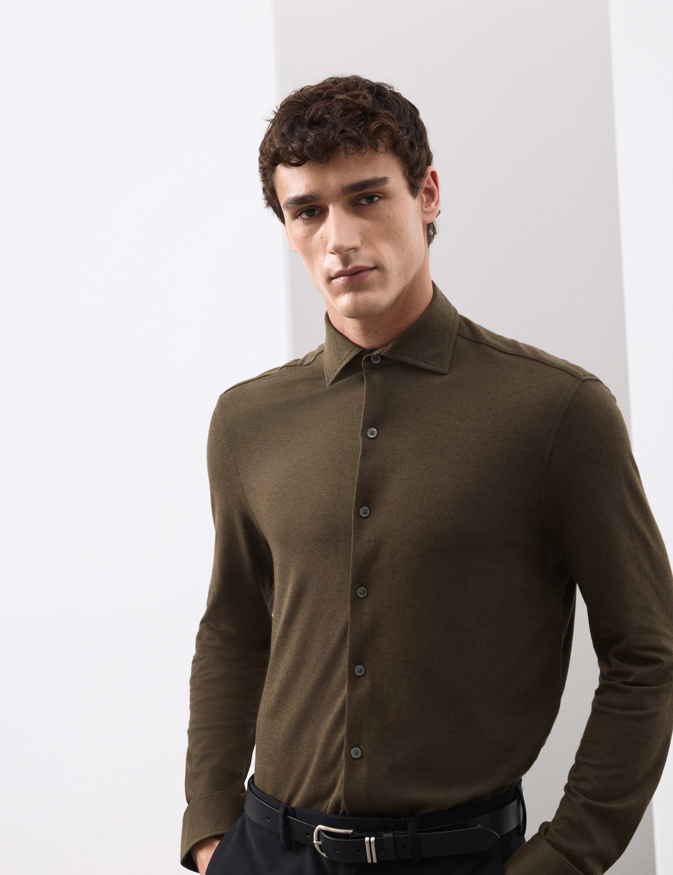 Tailored Fit Cotton Blend Pique Jersey Shirt 6 of 6