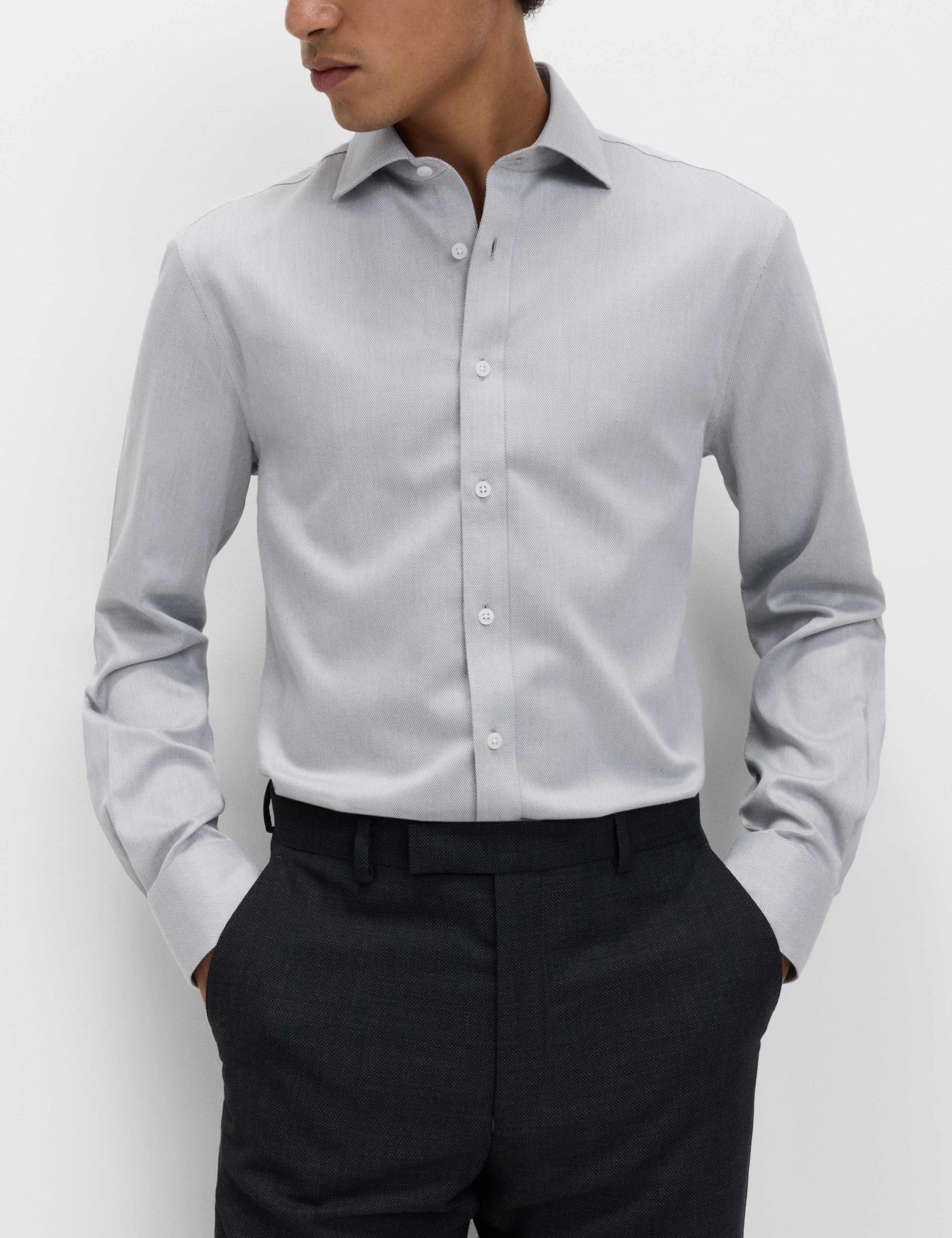 Slim Fit Ultimate Non Iron Pure Cotton Textured Shirt 1 of 6