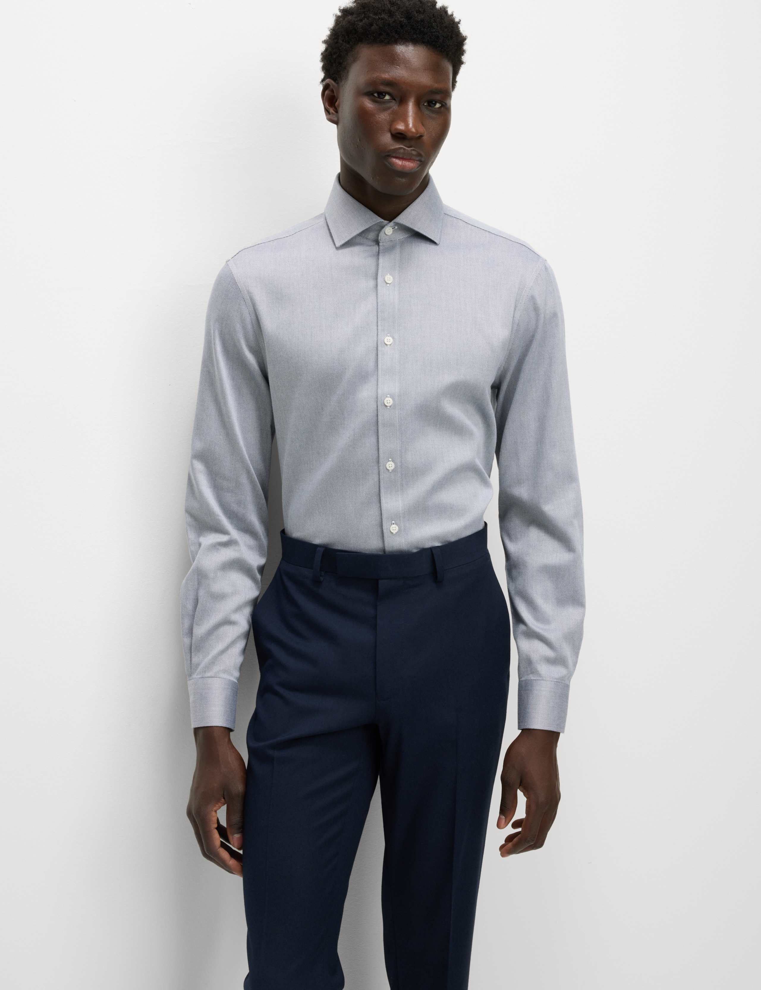 Slim Fit Ultimate Non Iron Pure Cotton Textured Shirt 5 of 8