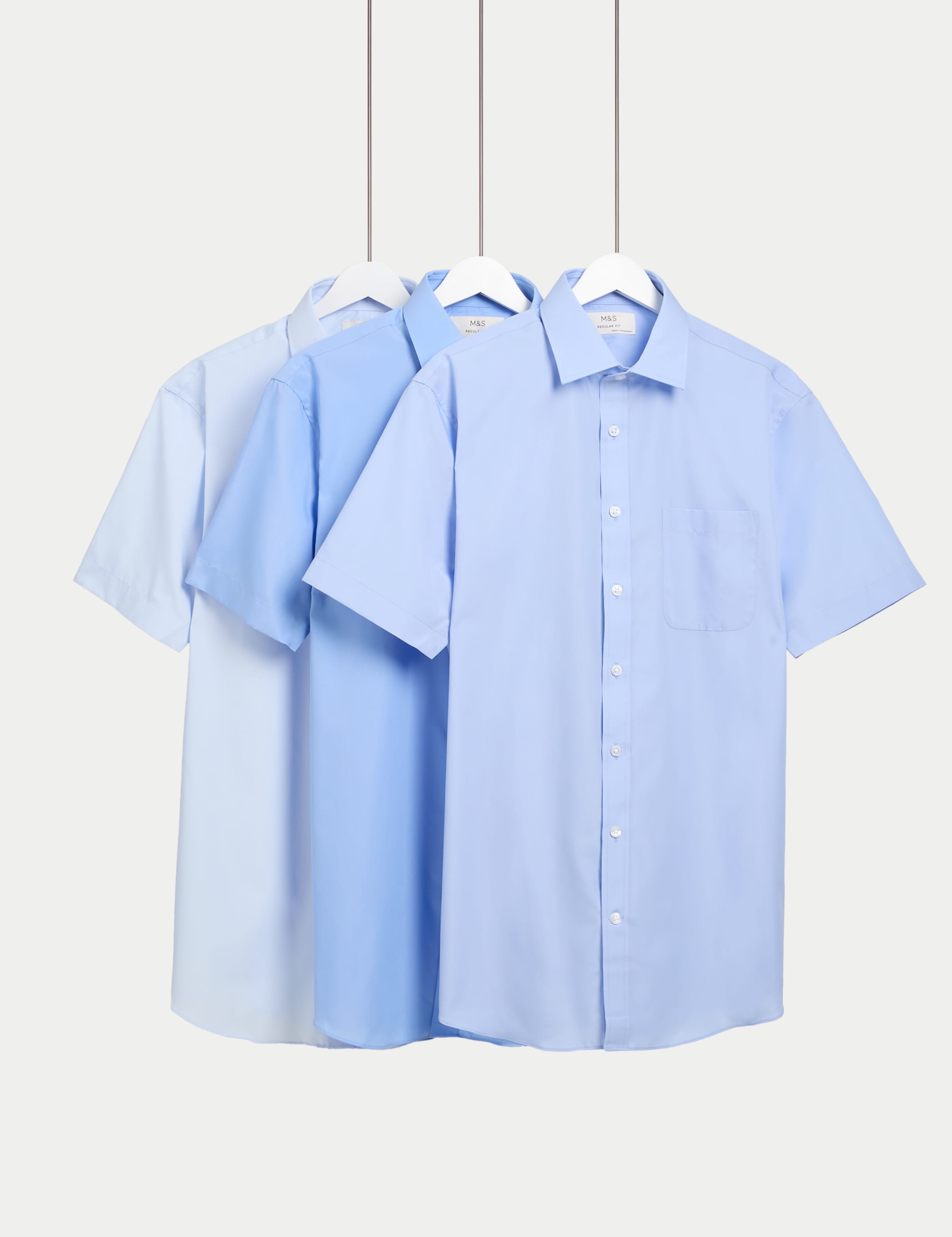 3 Pack Regular Fit Easy Iron Short Sleeve Shirts 1 of 6