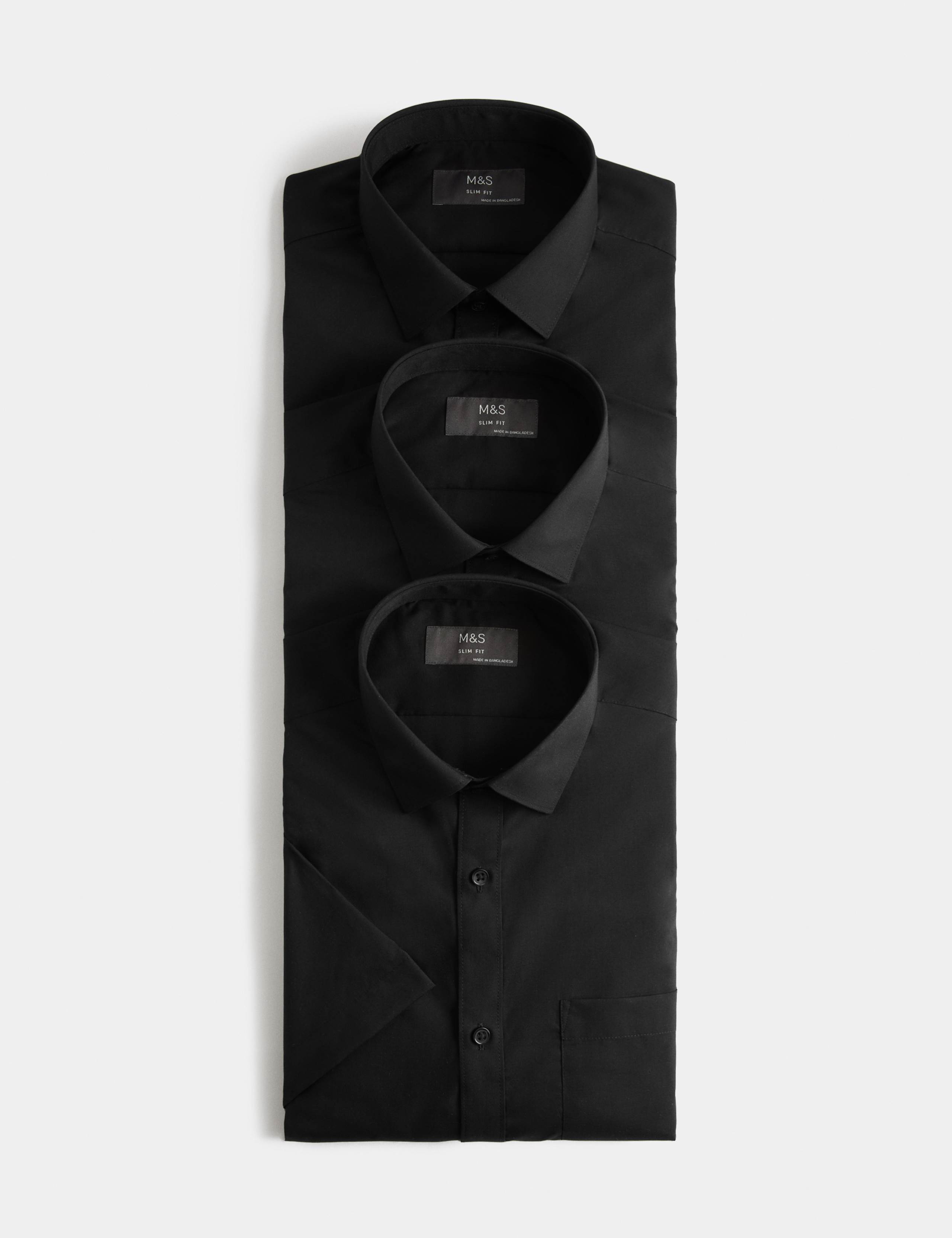 3 Pack Slim Fit Cotton Blend Short Sleeve Shirts 1 of 7