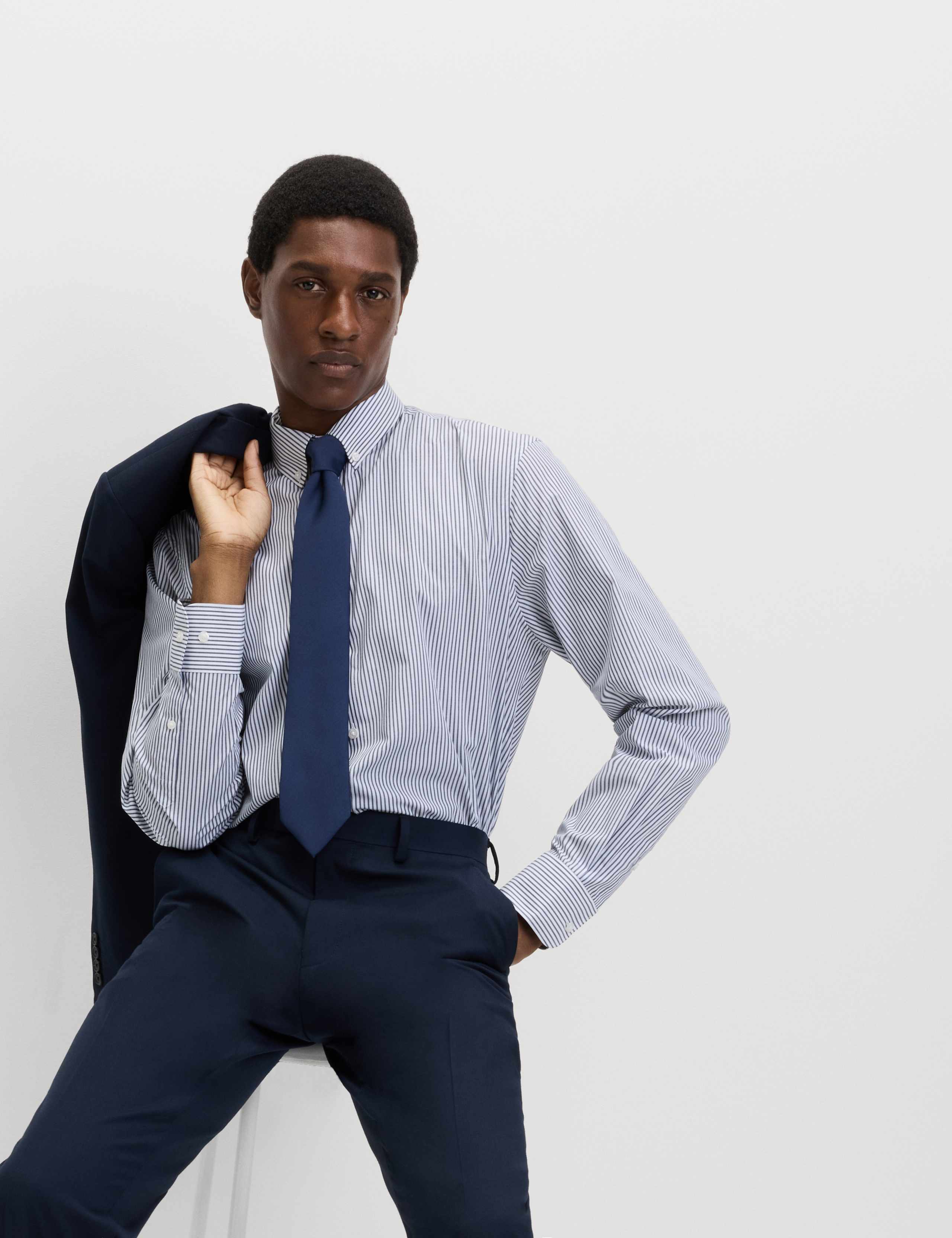 2 Pack Easy Iron Regular Fit Striped Long Sleeve Shirts 4 of 7