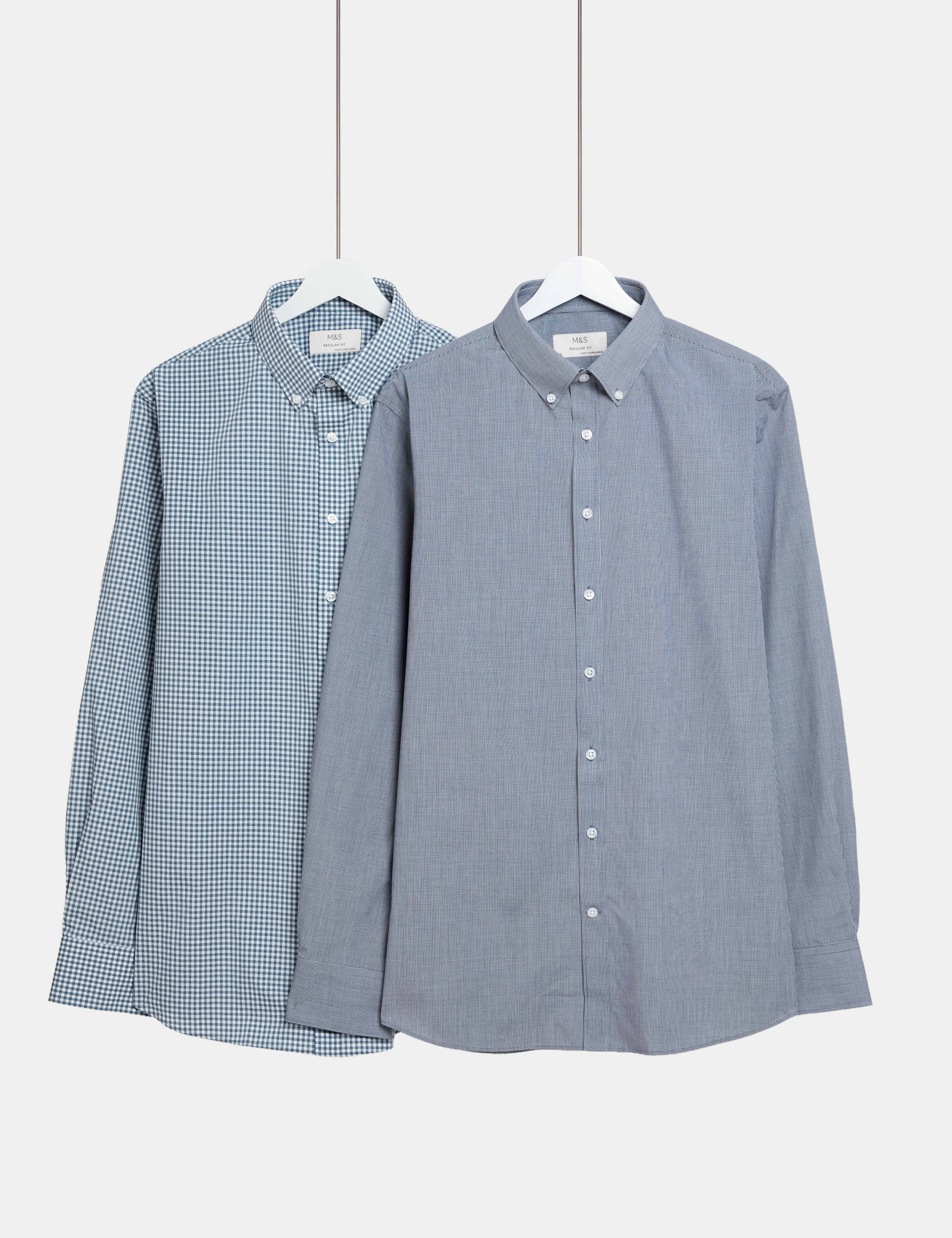 2 Pack Regular Fit Easy Iron Check Shirts 1 of 6