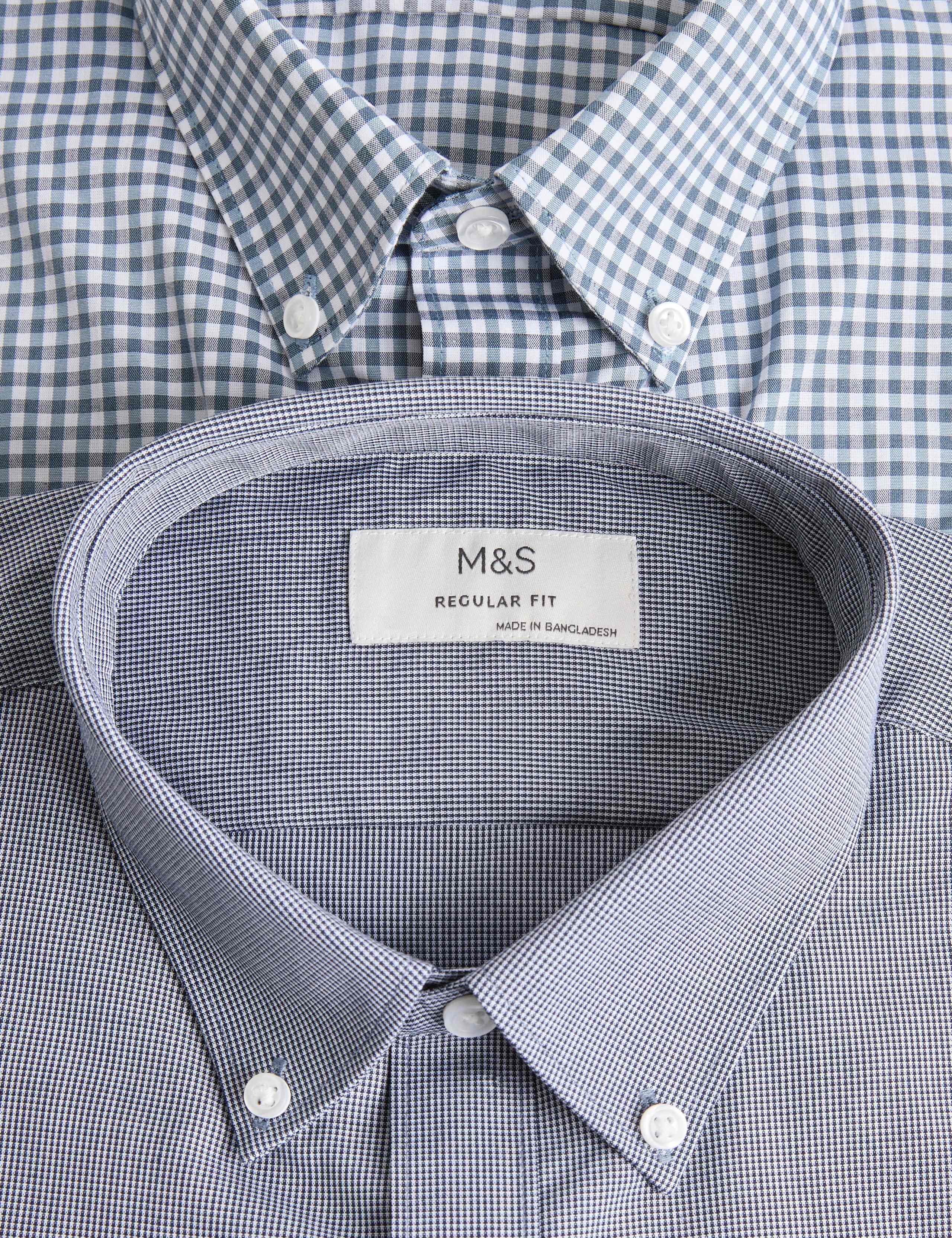 2 Pack Regular Fit Easy Iron Check Shirts 7 of 7