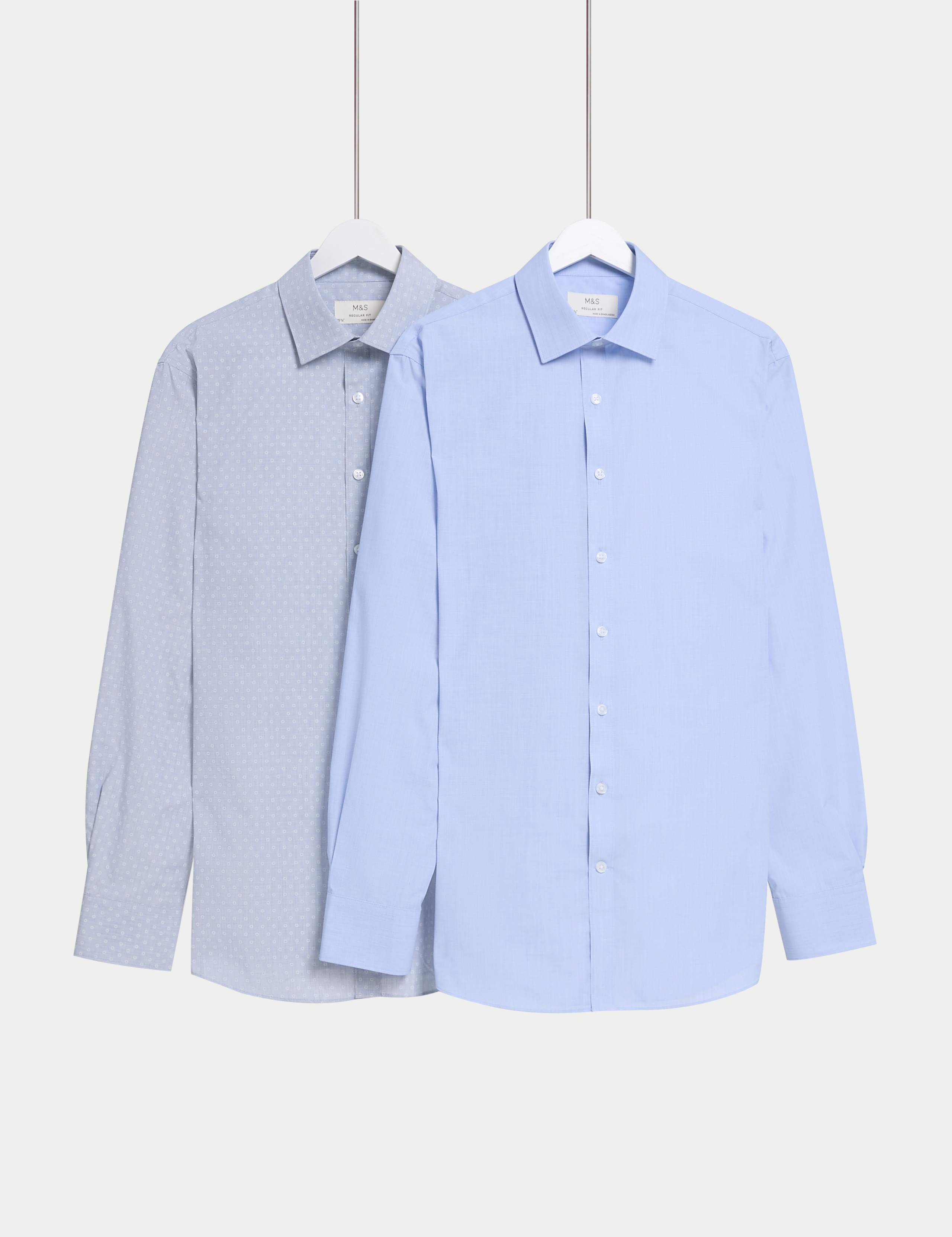 2 Pack Regular Fit Easy Iron Cotton Blend Shirts 1 of 7