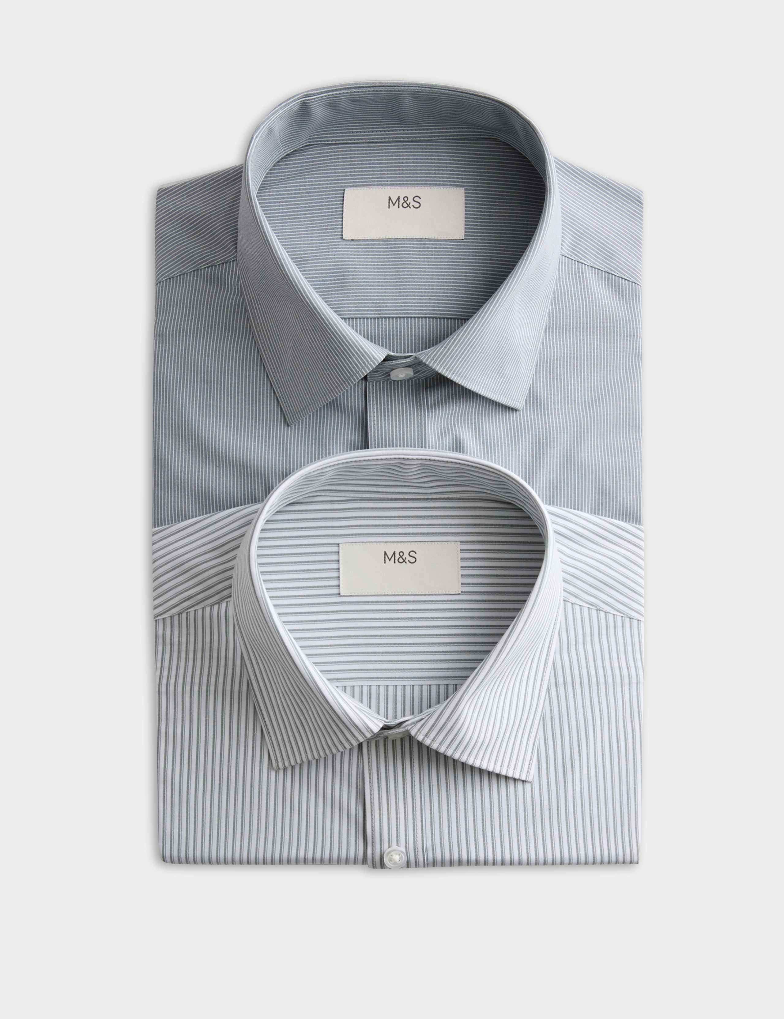 2 Pack Regular Fit Easy Iron Striped Shirts 1 of 6