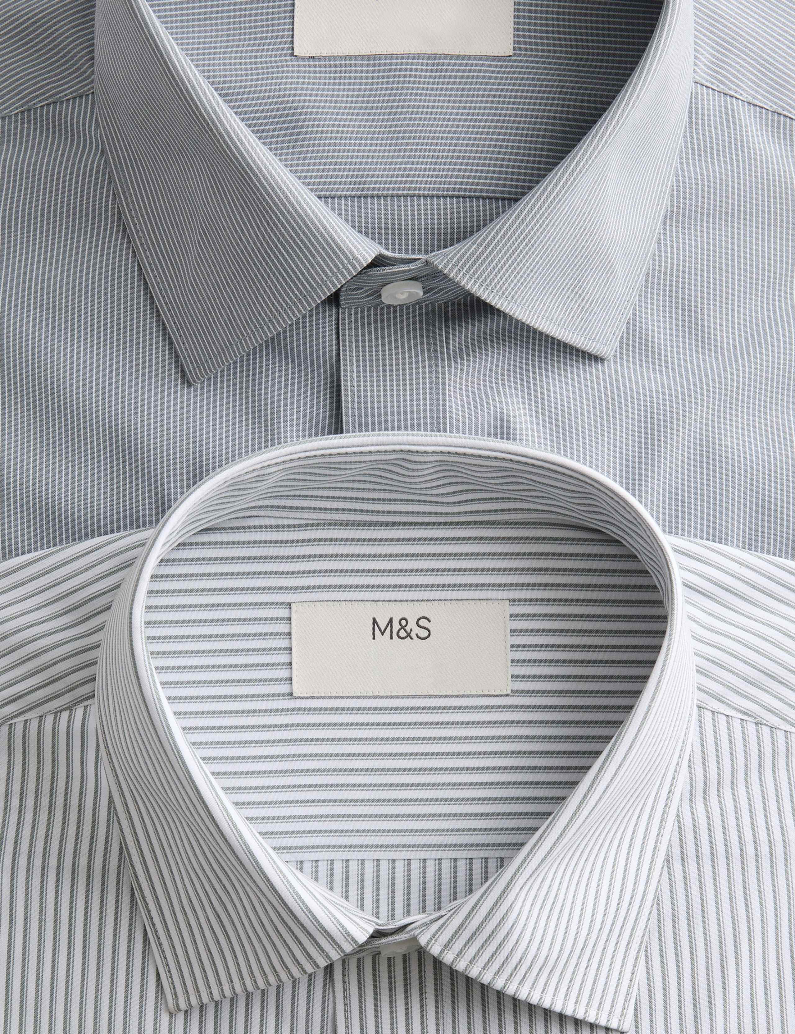 2 Pack Regular Fit Easy Iron Striped Shirts 6 of 6