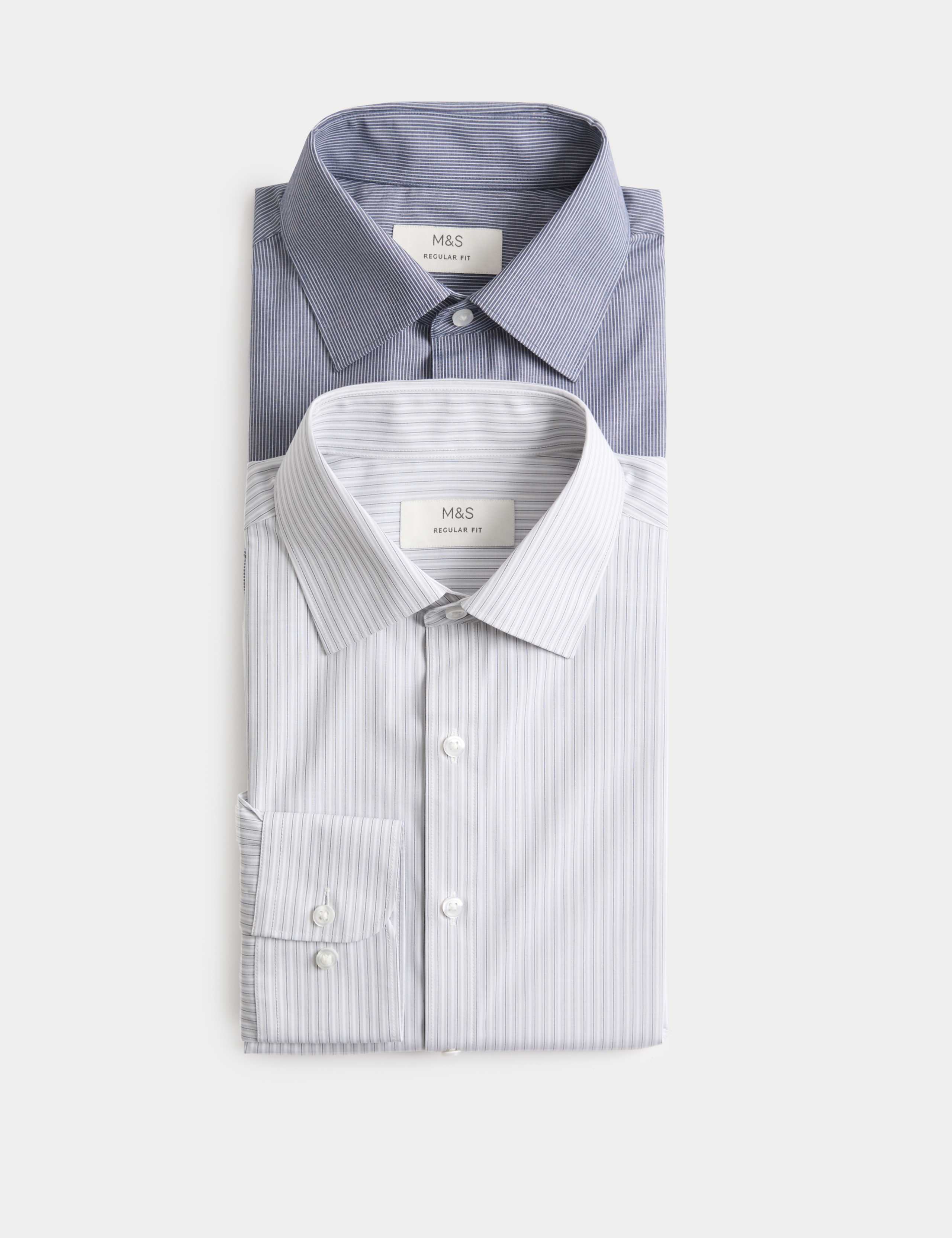 2 Pack Regular Fit Easy Iron Striped Shirts 1 of 2