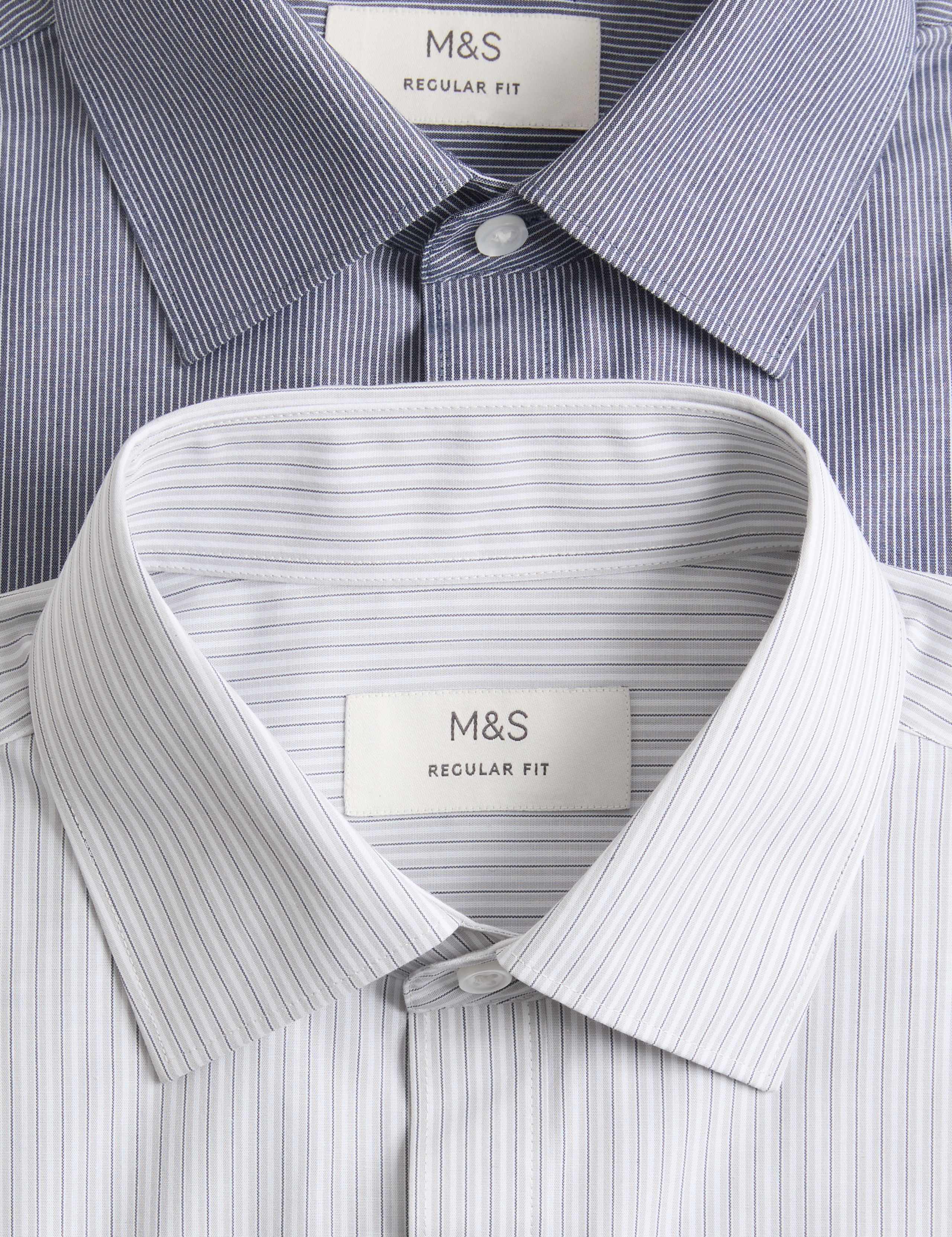 2 Pack Regular Fit Easy Iron Striped Shirts 2 of 2