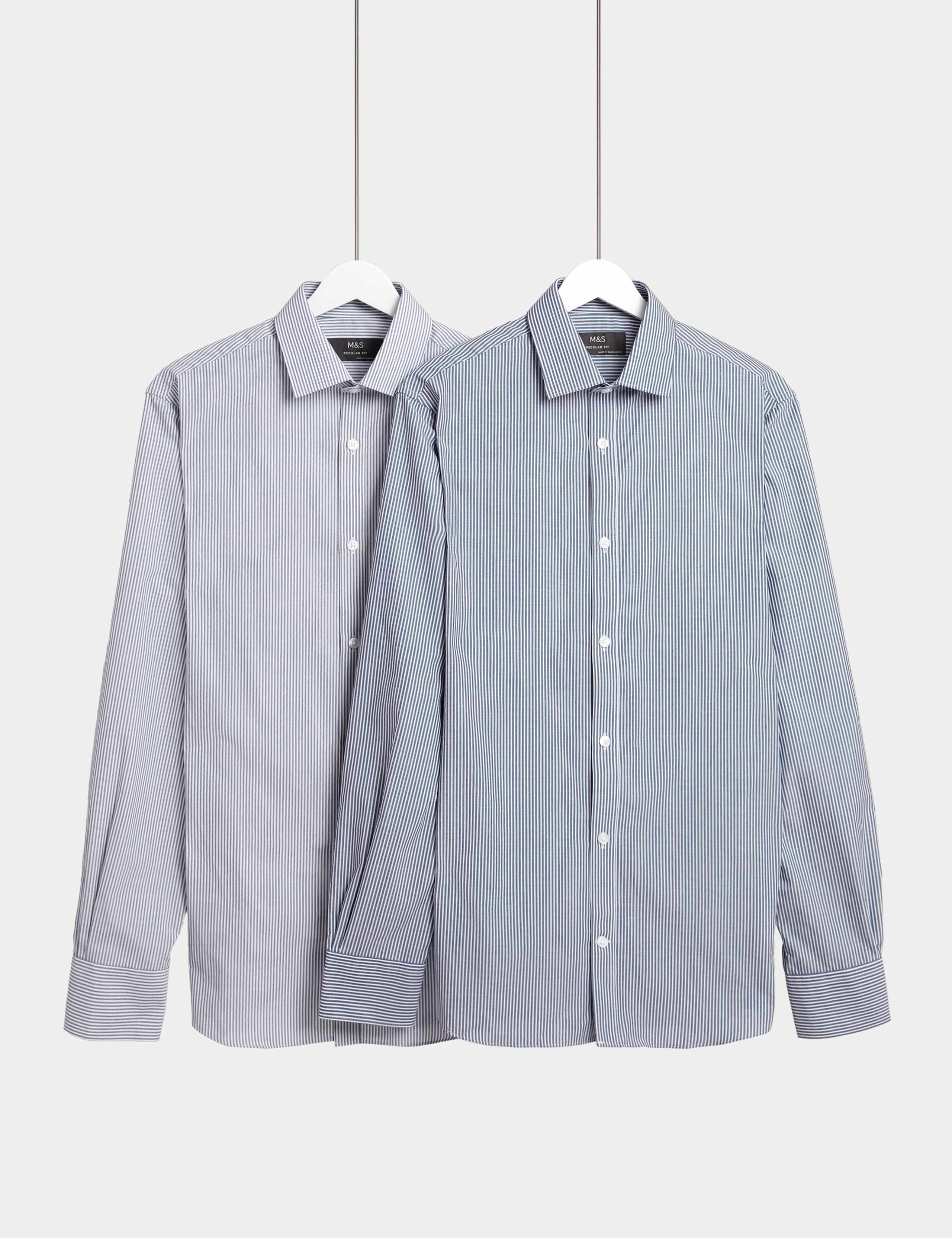 2 Pack Regular Fit Easy Iron Cotton Blend Poplin Shirts 1 of 6