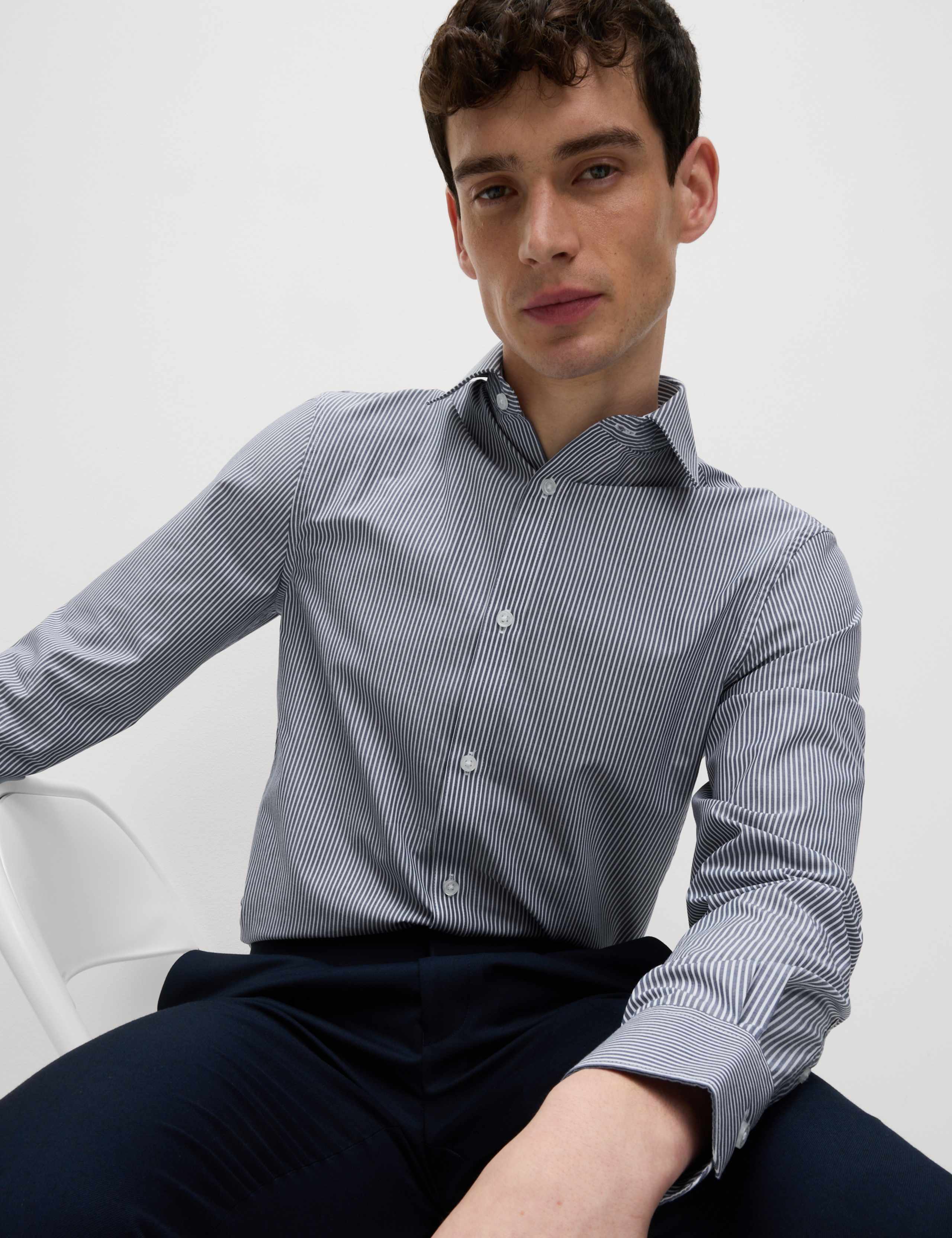 2 Pack Regular Fit Easy Iron Cotton Blend Poplin Shirts 6 of 6