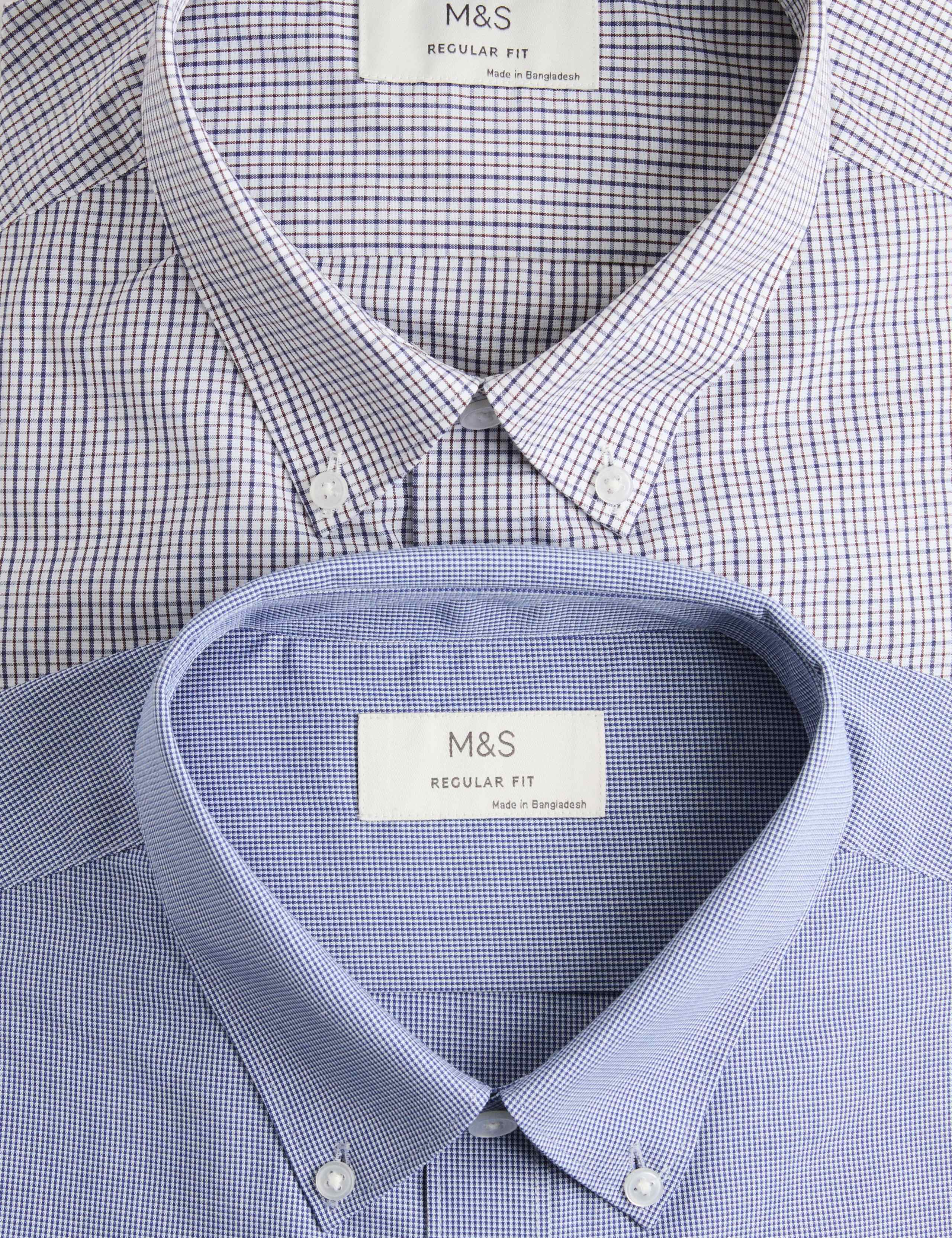 2 Pack Regular Fit Easy Iron Check Shirts 2 of 2