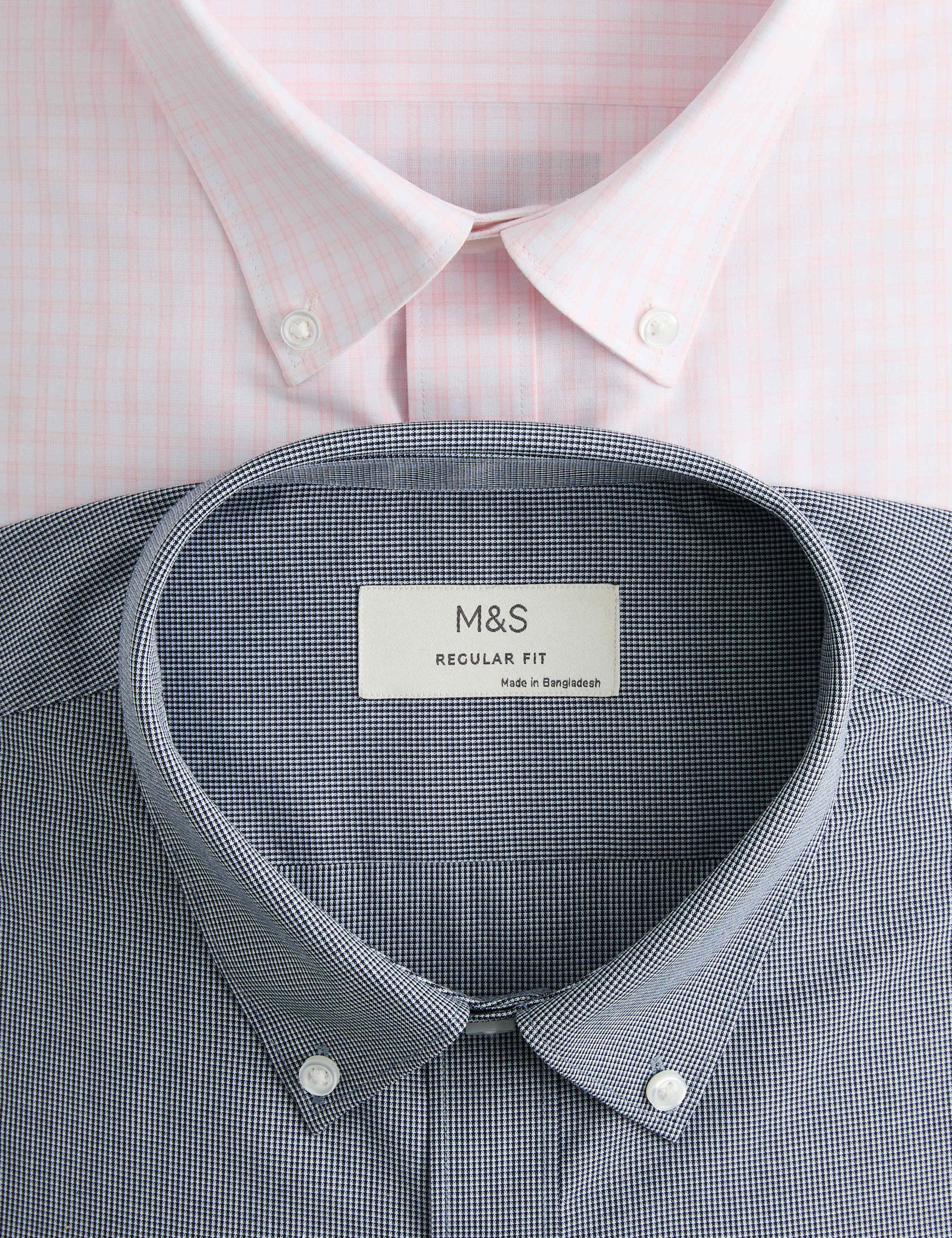 2 Pack Regular Fit Easy Iron Check Shirts 2 of 2