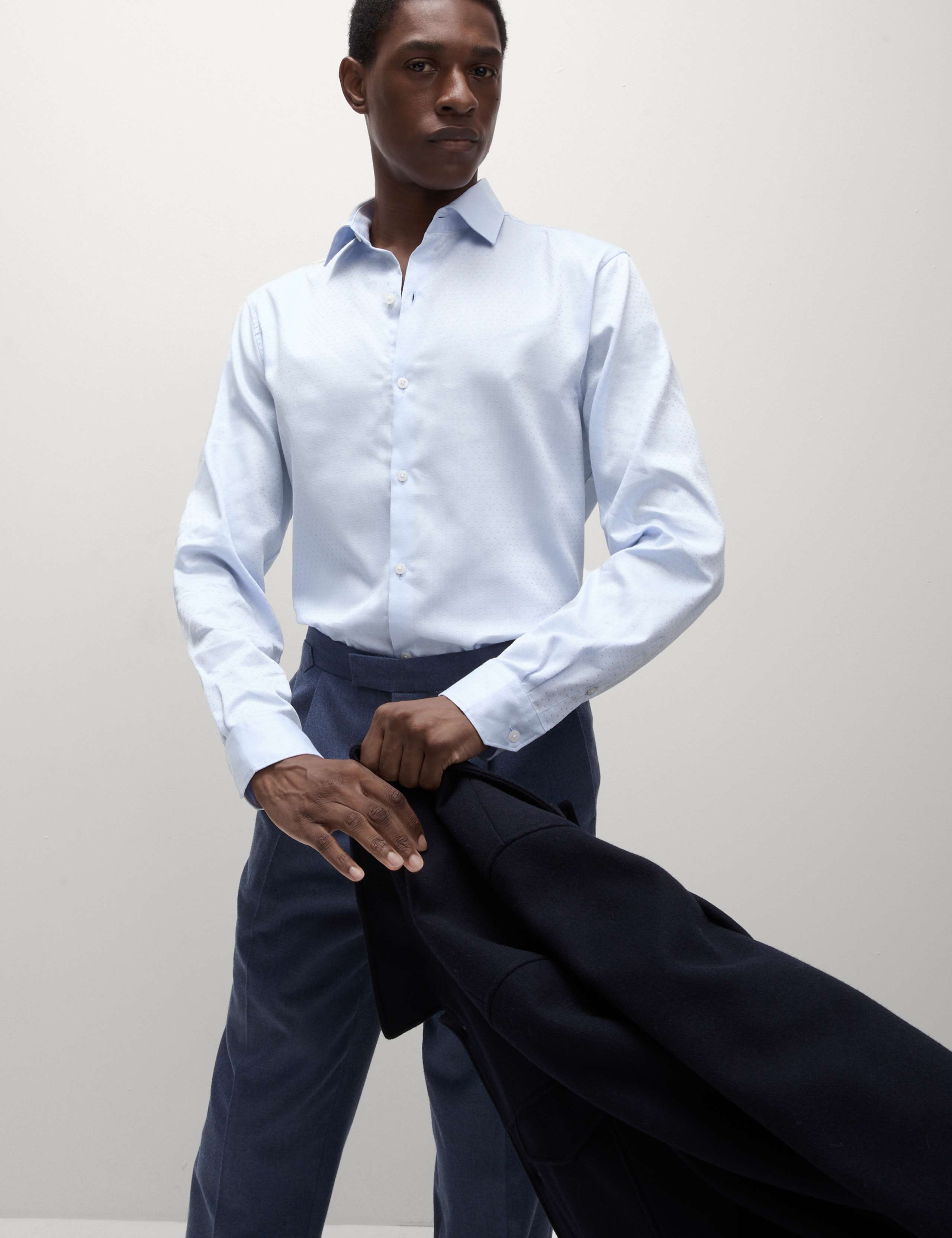Regular Fit Pure Cotton Dobby Spot Shirt 7 of 8
