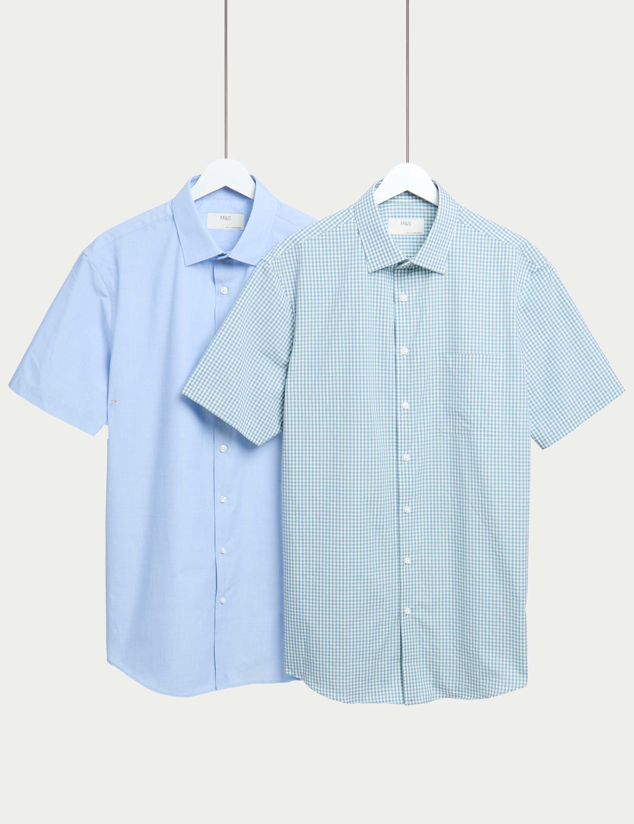 2 Pack Regular Fit Short Sleeve Checked Shirts 1 of 7