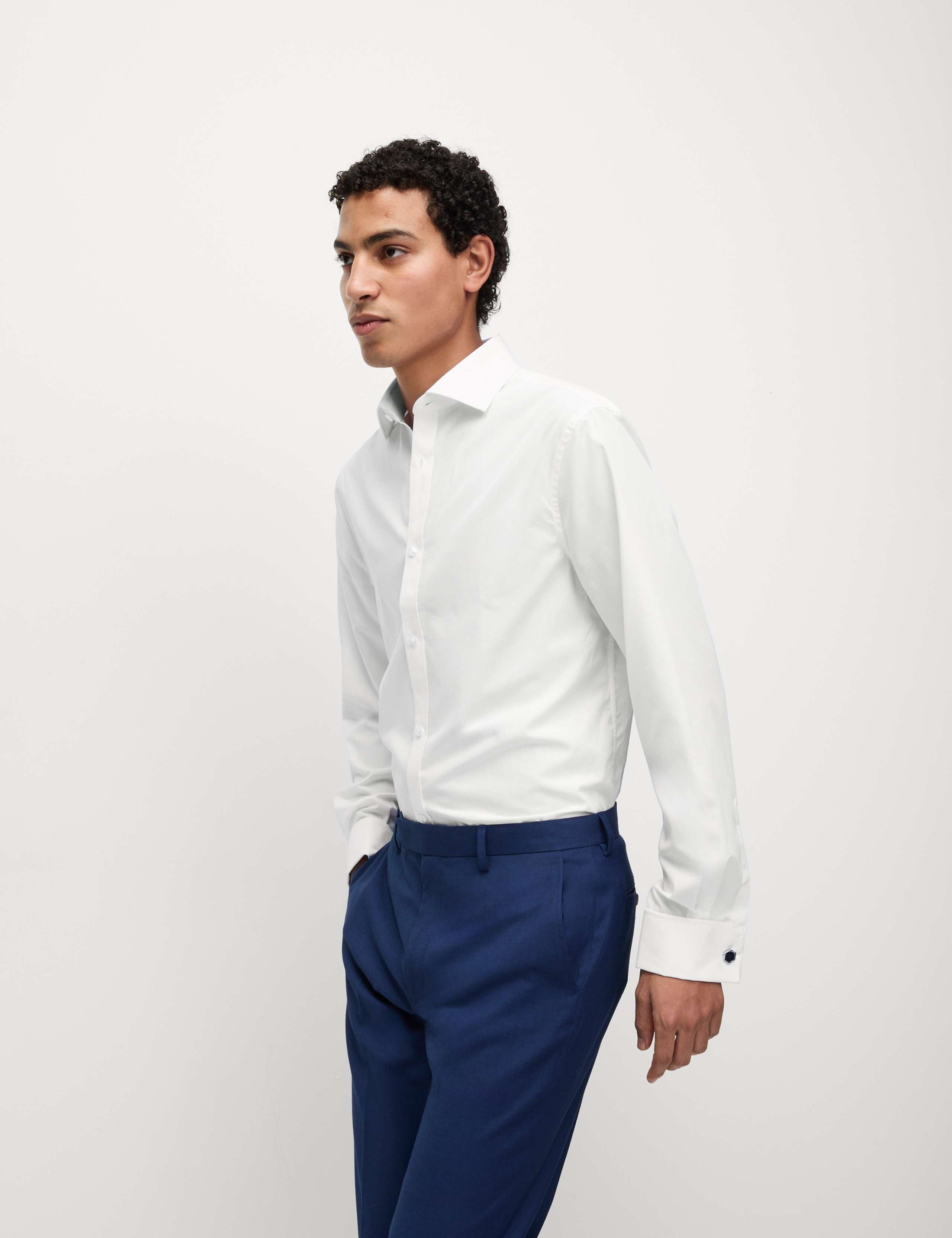 Slim Fit Cotton Blend Double Cuff Shirt 1 of 7