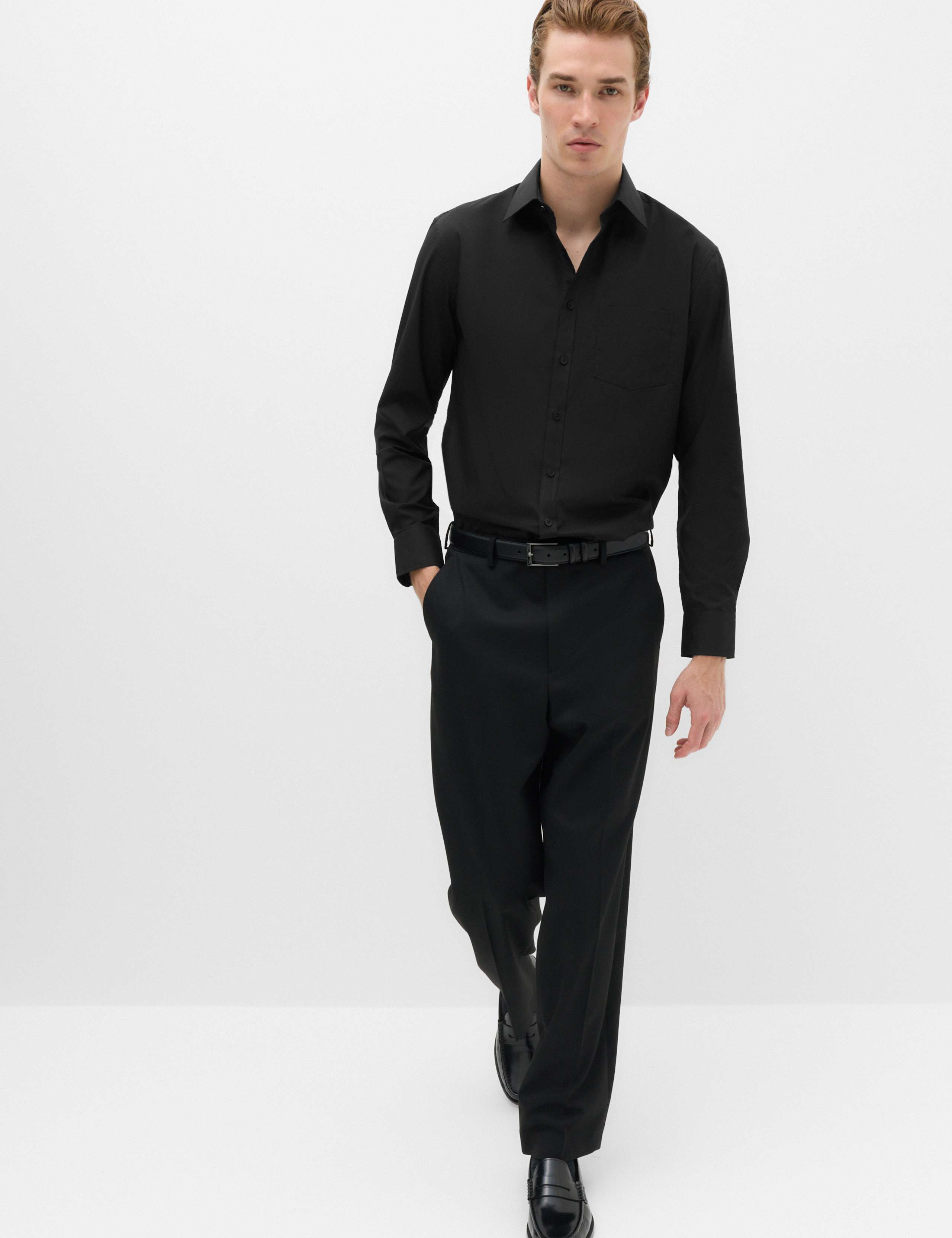 gold and black formal dresses Men's Black 4-Way Stretch Dress Shirt