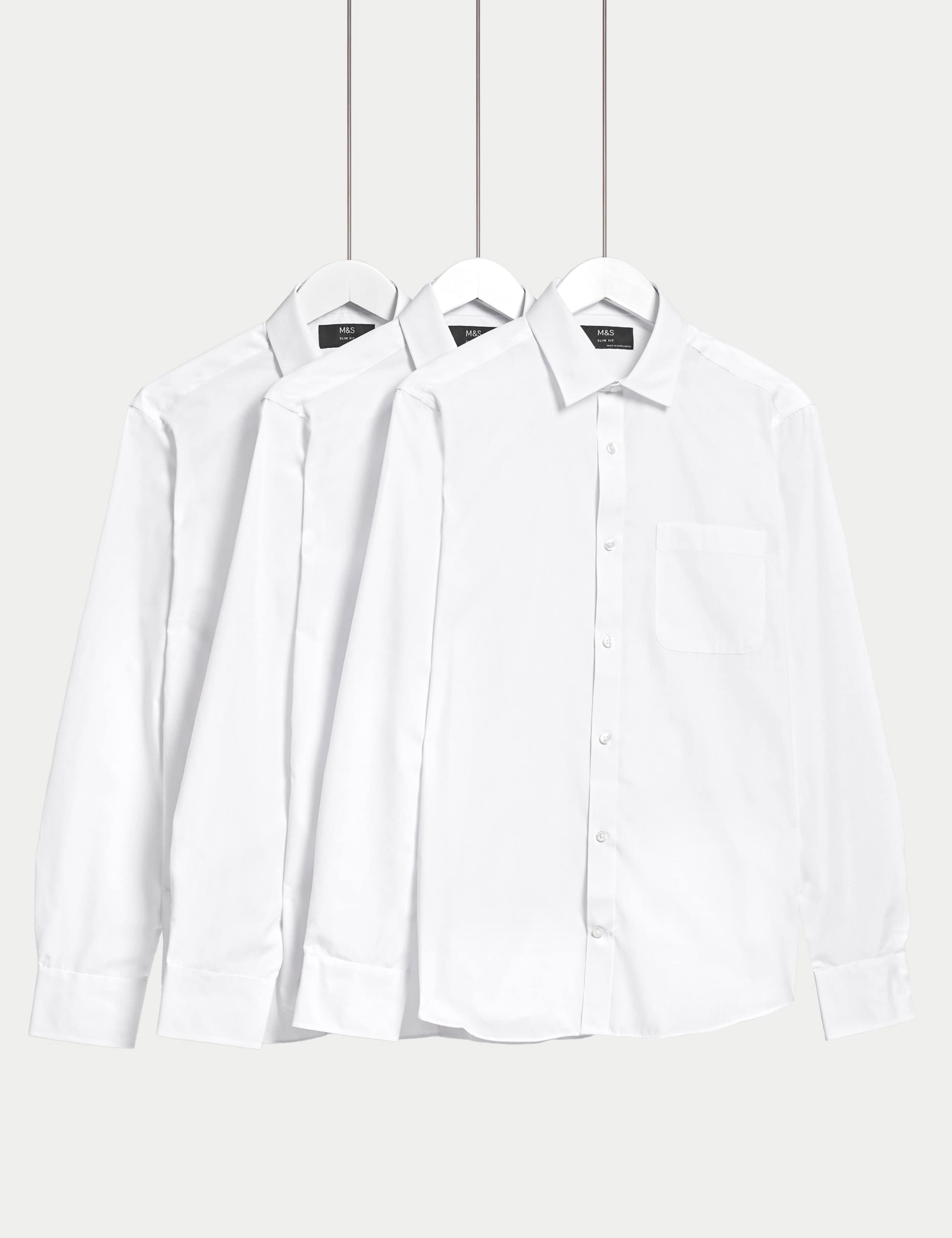 Shorter Length 3 Pack Slim Fit Easy Iron Long Sleeve Shirts 1 of 6