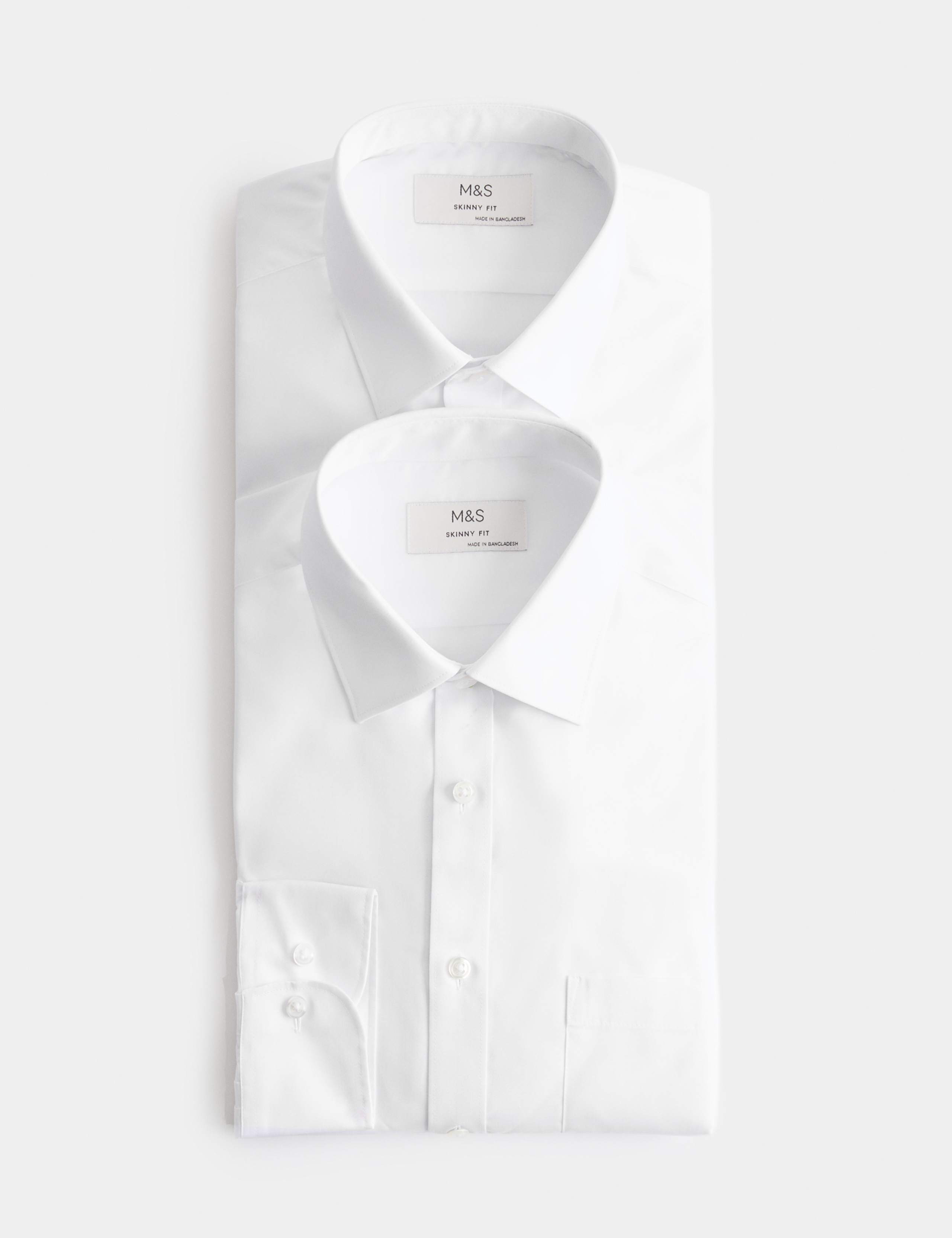 2 Pack Extra Slim Fit Easy Iron Cotton Blend Shirts 1 of 7