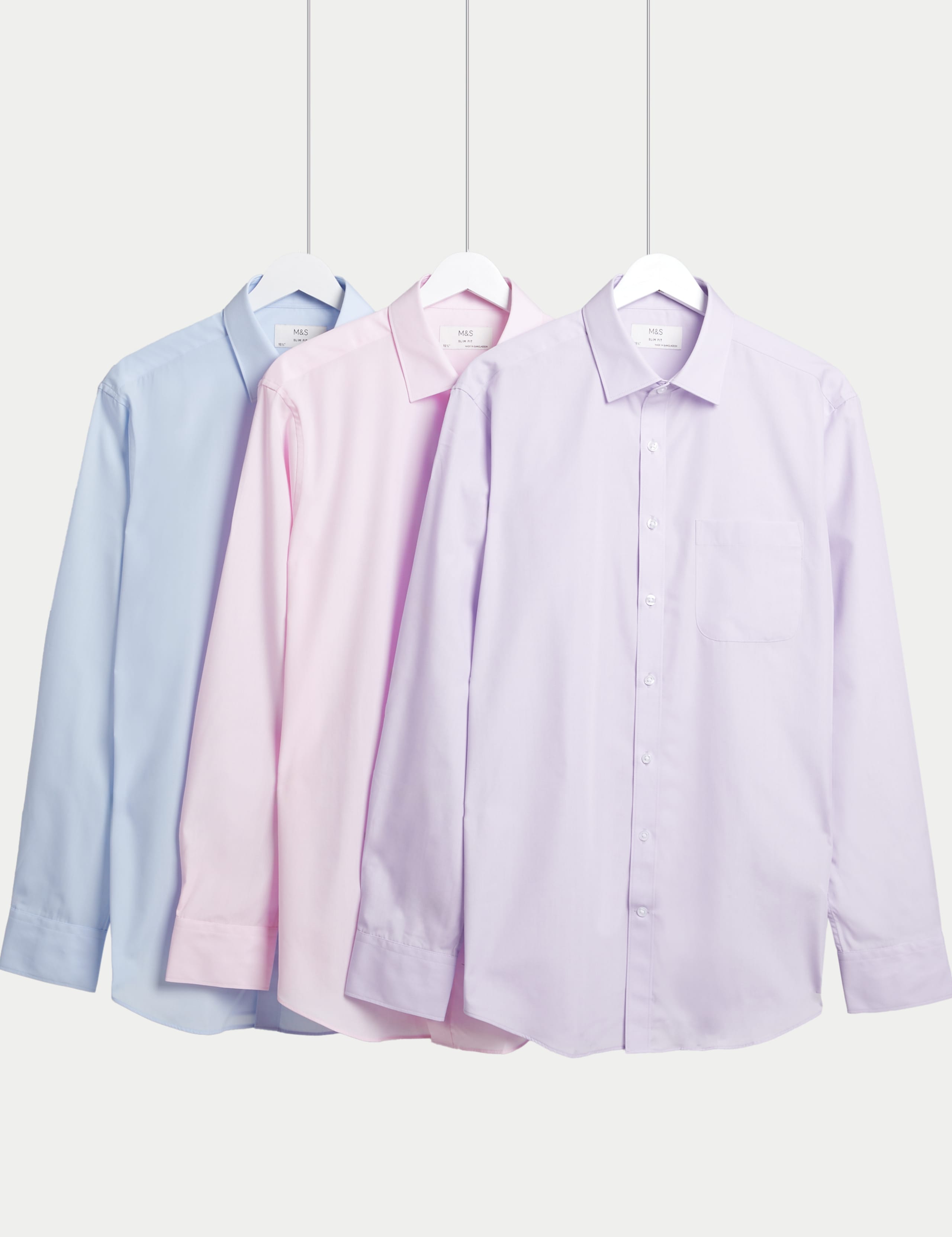 3 Pack Slim Fit Easy Iron Cotton Blend Shirts 1 of 4