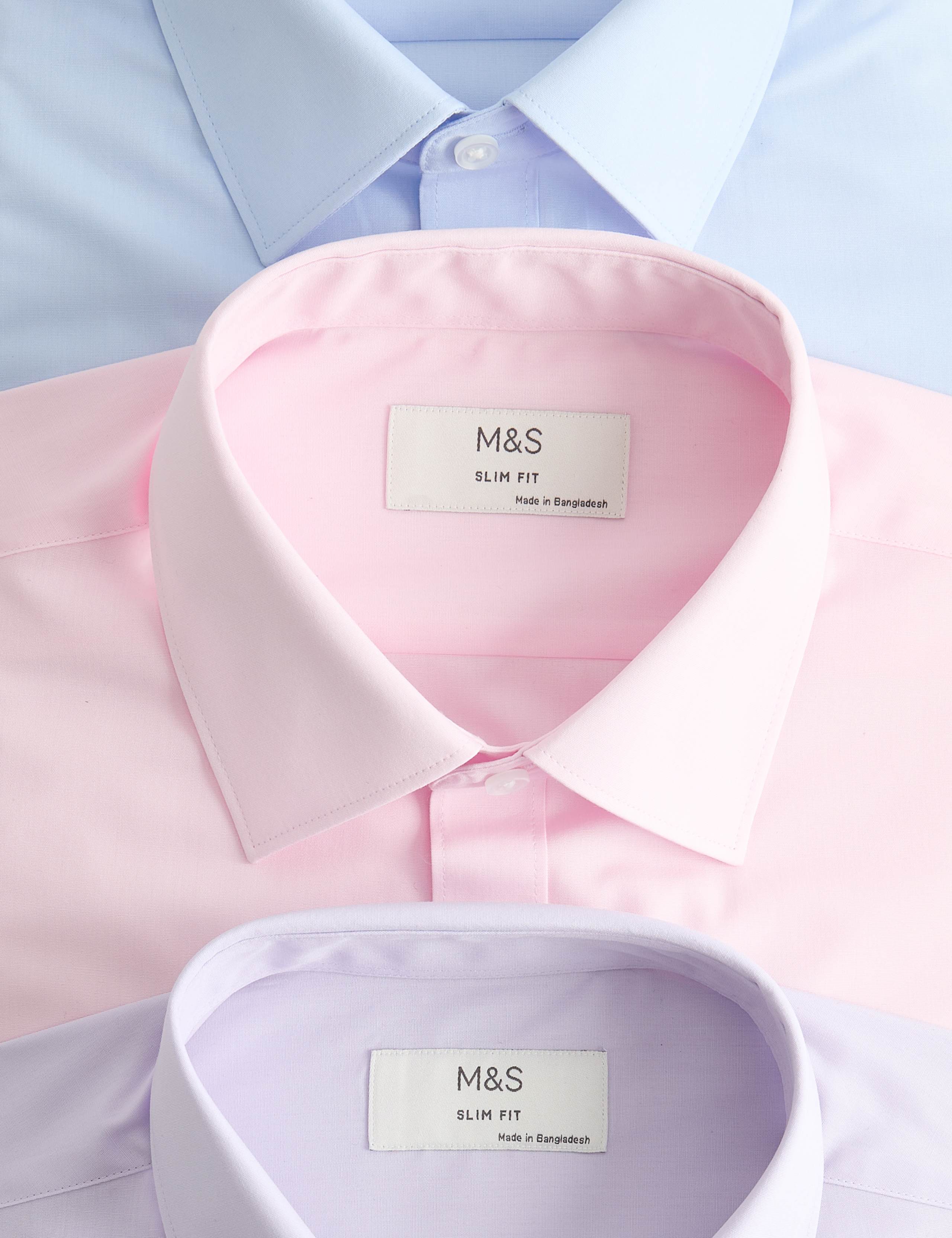 3 Pack Slim Fit Easy Iron Cotton Blend Pocket Shirts 6 of 6