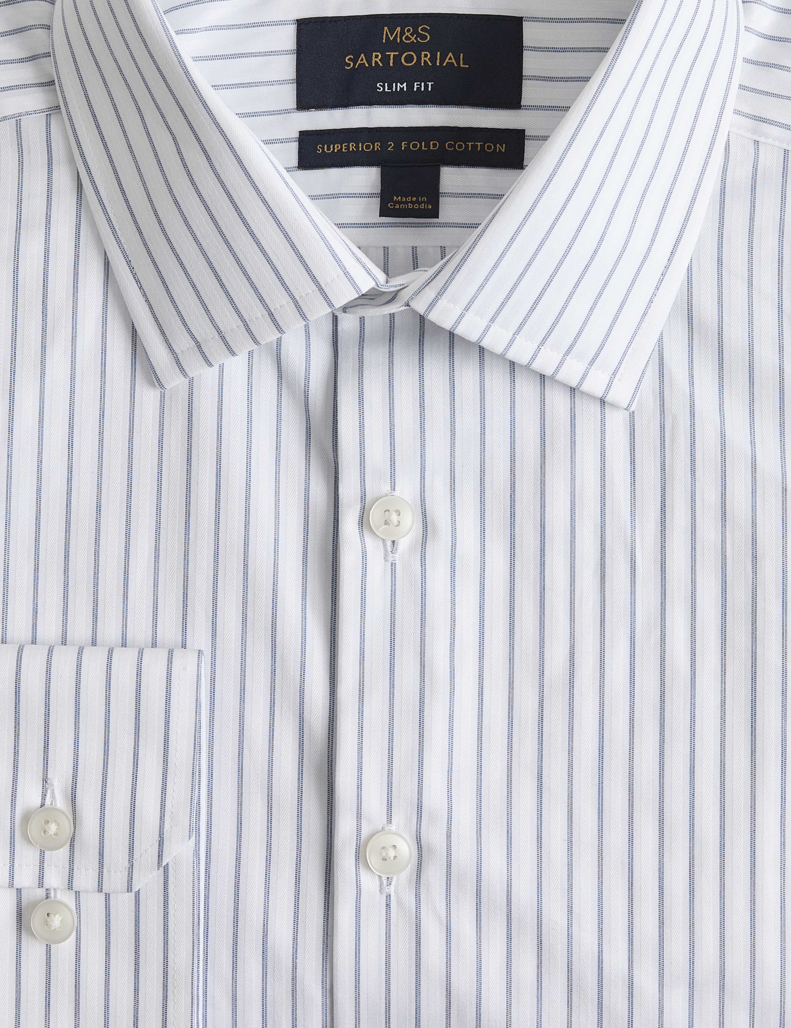 Slim Fit Pure Cotton Twill Striped Shirt 2 of 2