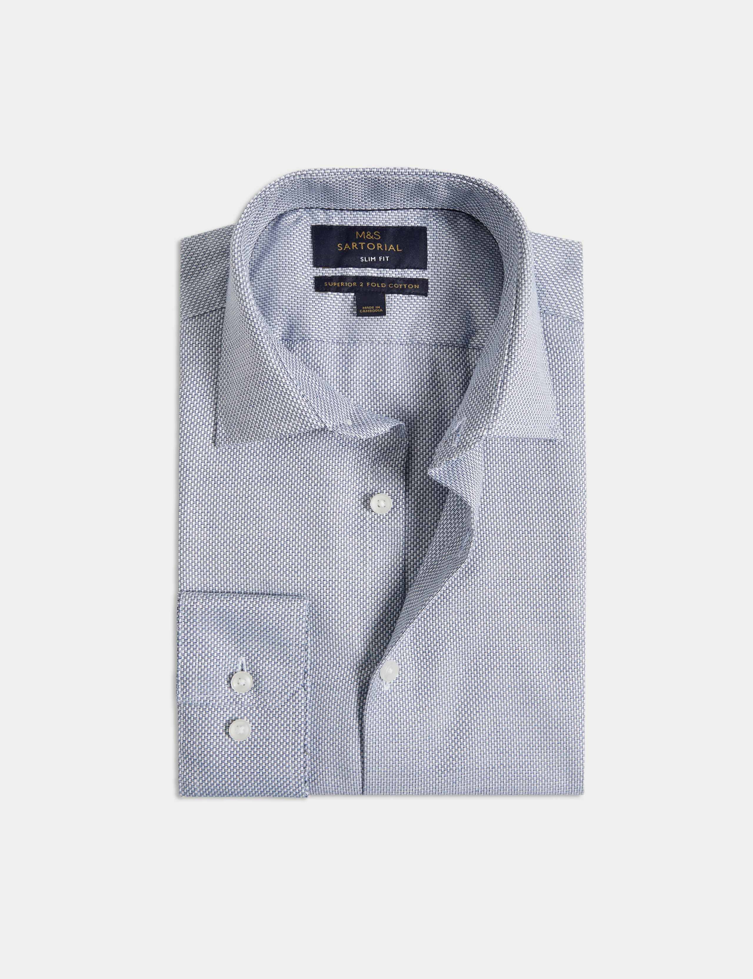 Slim Fit Luxury Pure Cotton Textured Shirt 2 of 7