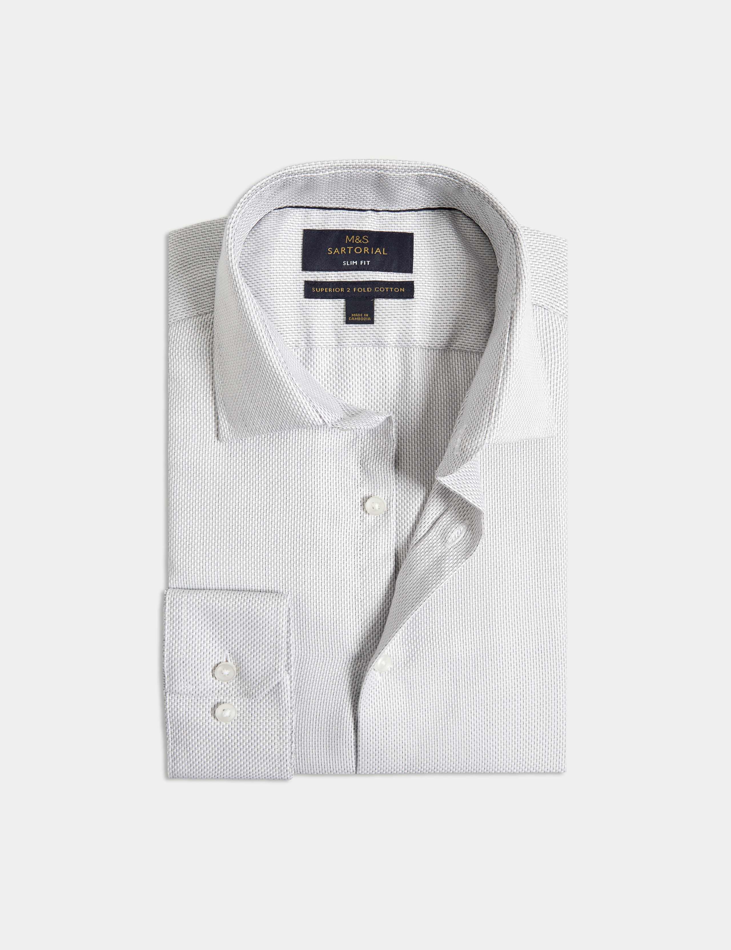 Slim Fit Luxury Pure Cotton Textured Shirt 2 of 7