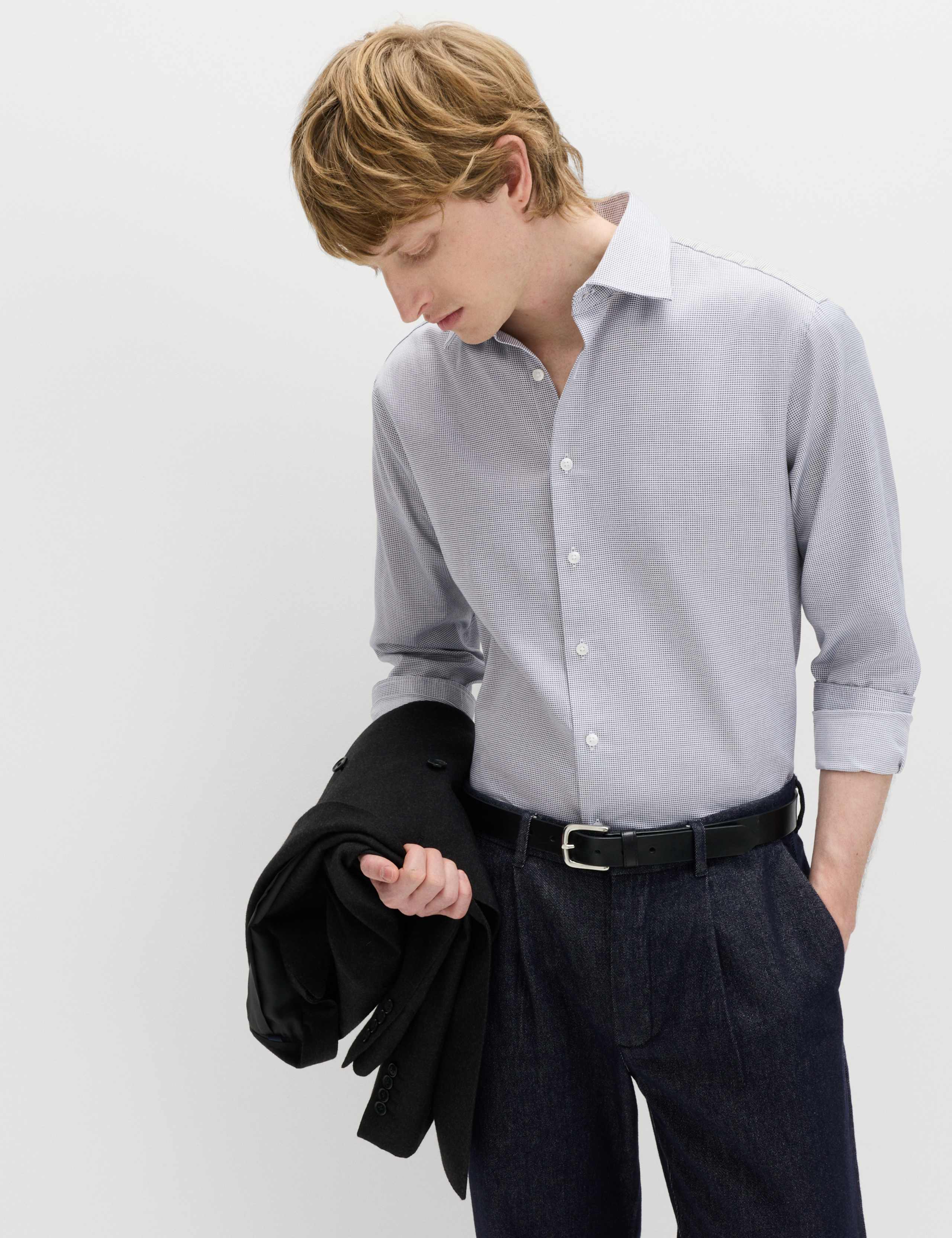 Luxury Cotton Easy Iron Slim Fit Textured Shirt 6 of 7