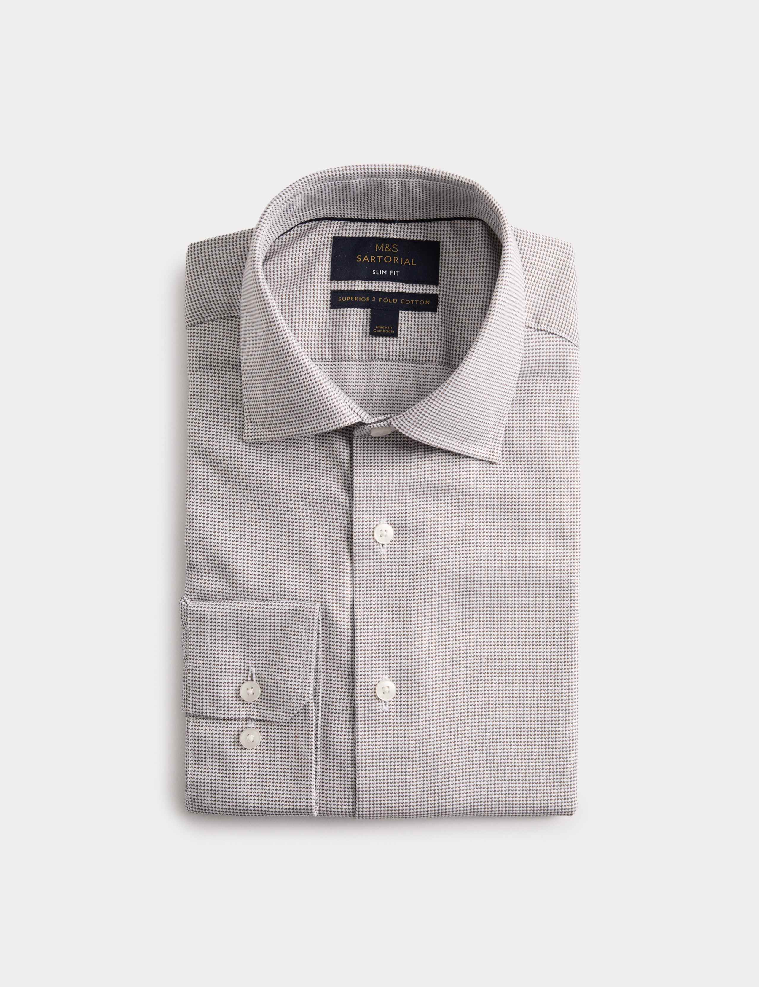 Luxury Cotton Easy Iron Slim Fit Textured Shirt 1 of 2