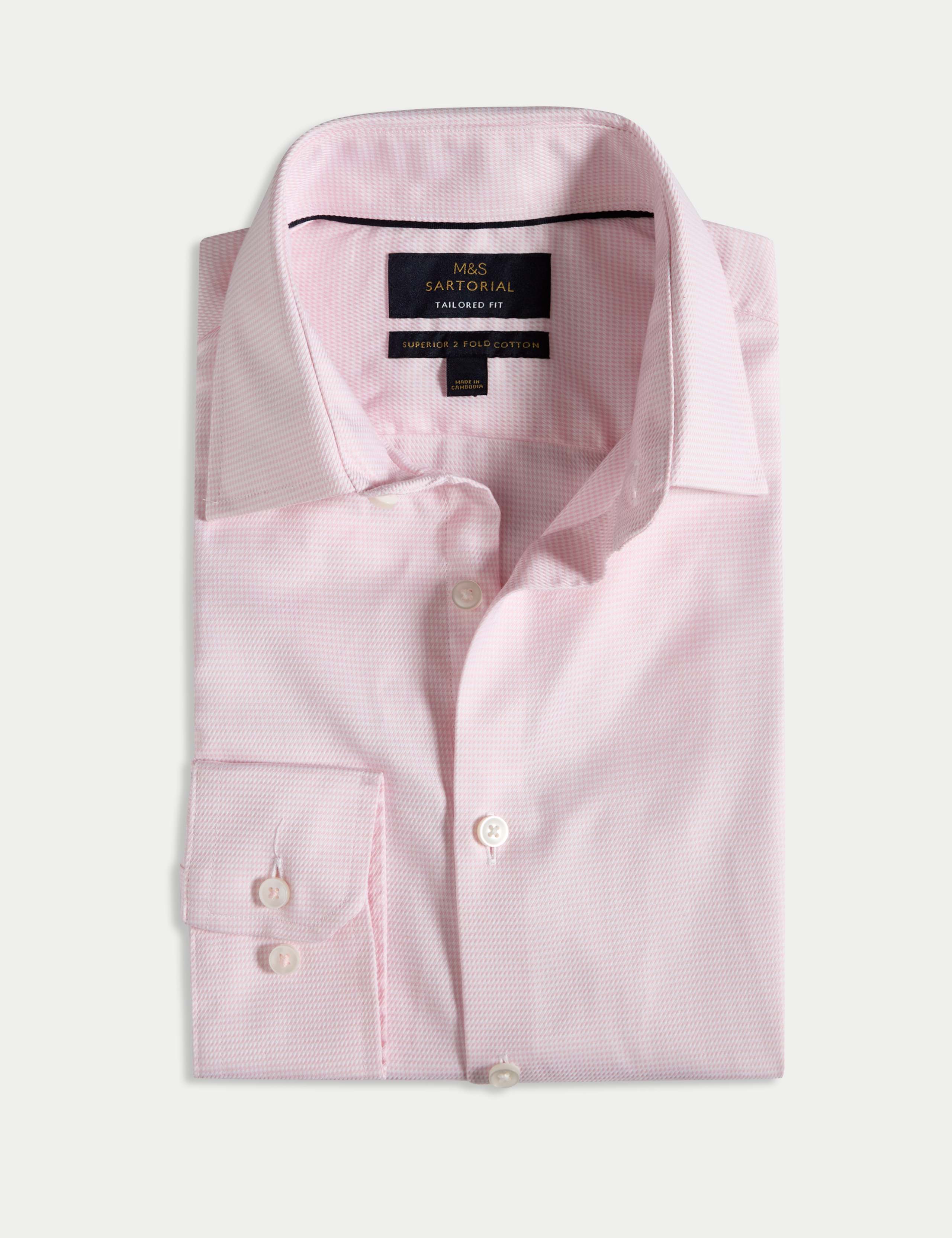 Tailored Fit Luxury Pure Cotton Textured Shirt 2 of 7