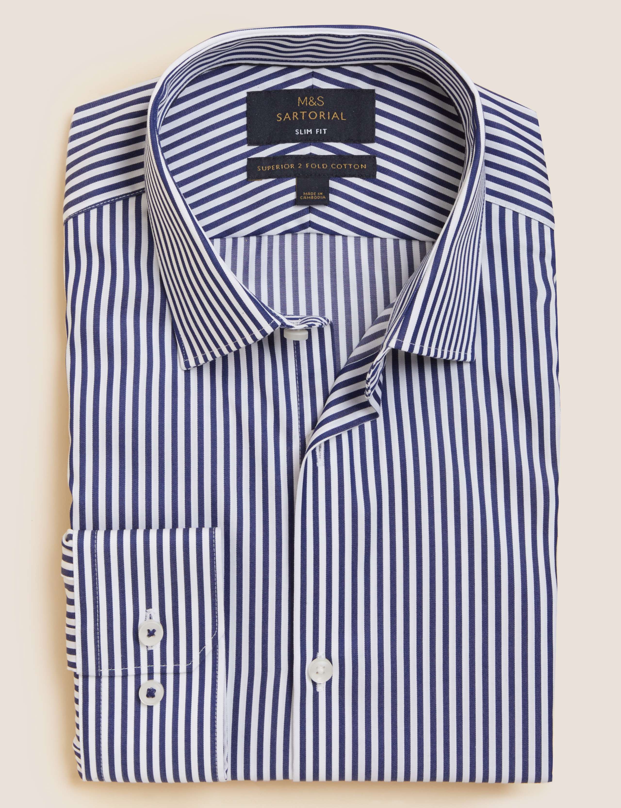 Slim Fit Pure Cotton Striped Shirt 2 of 10