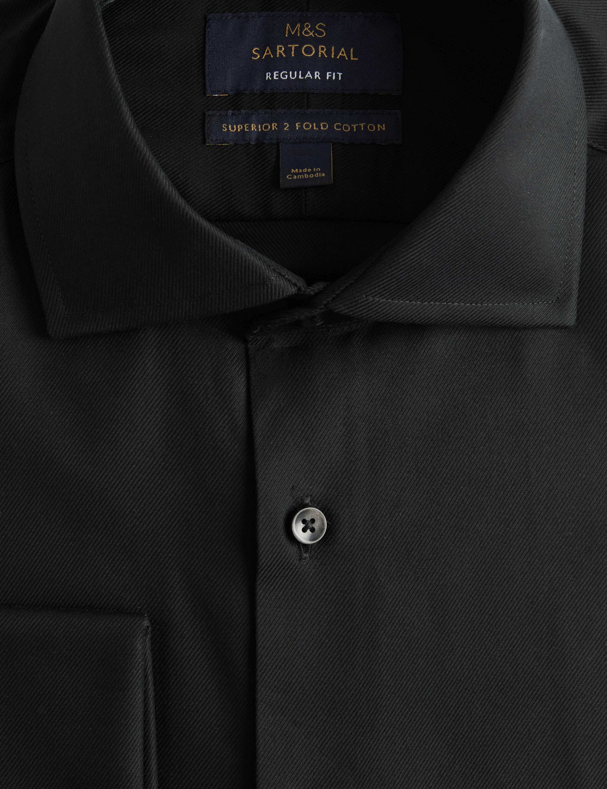 Regular Fit Luxury Cotton Double Cuff Twill Shirt 3 of 3