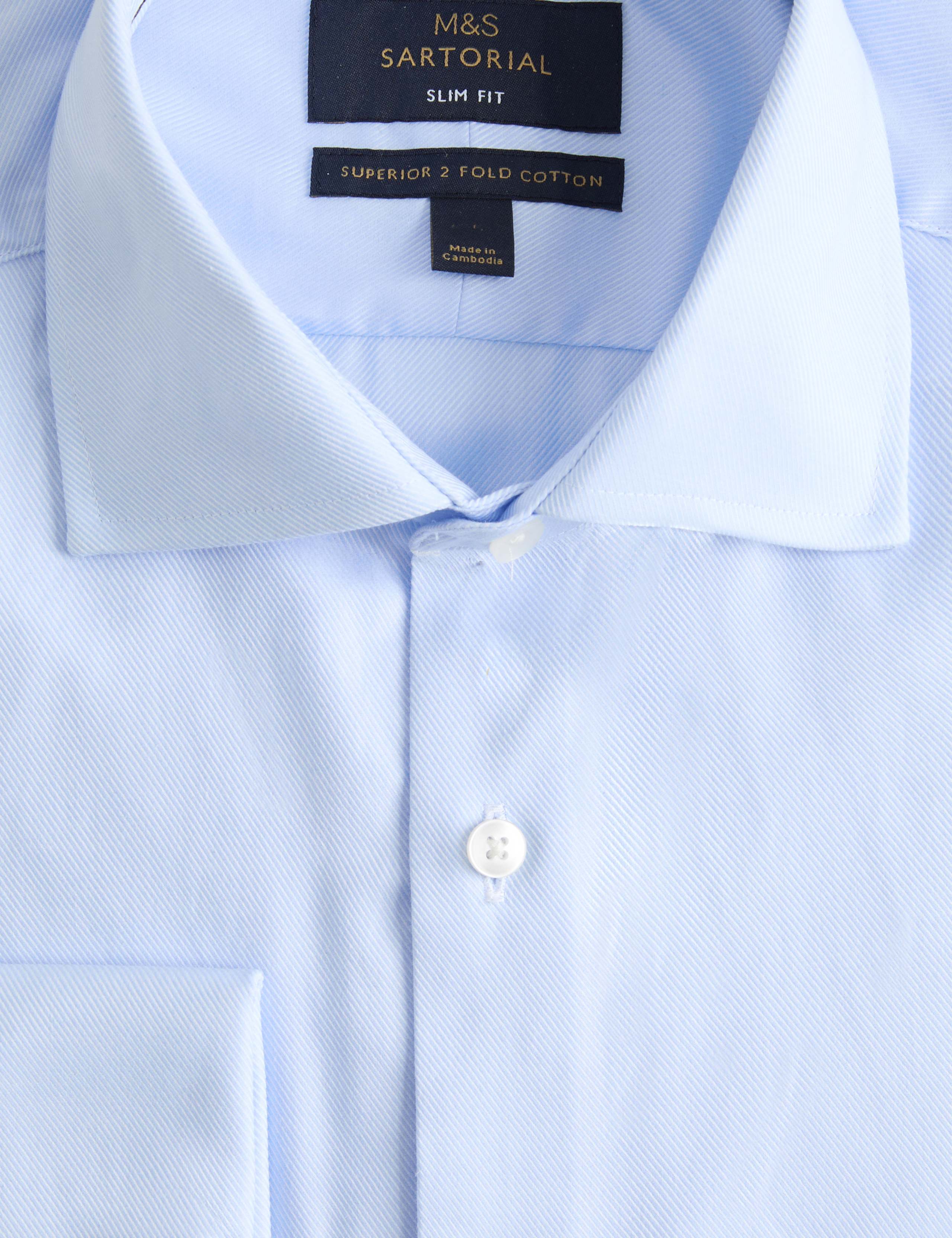 Slim Fit Luxury Cotton Double Cuff Twill Shirt 8 of 8