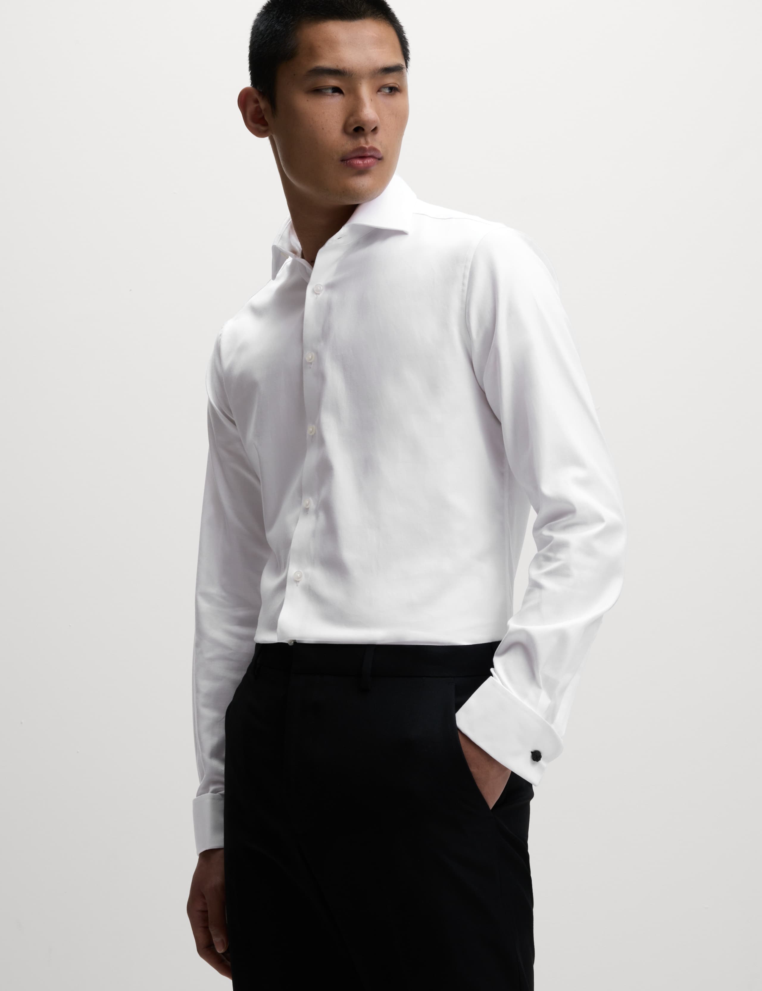 Slim Fit Luxury Cotton Double Cuff Twill Shirt 4 of 7