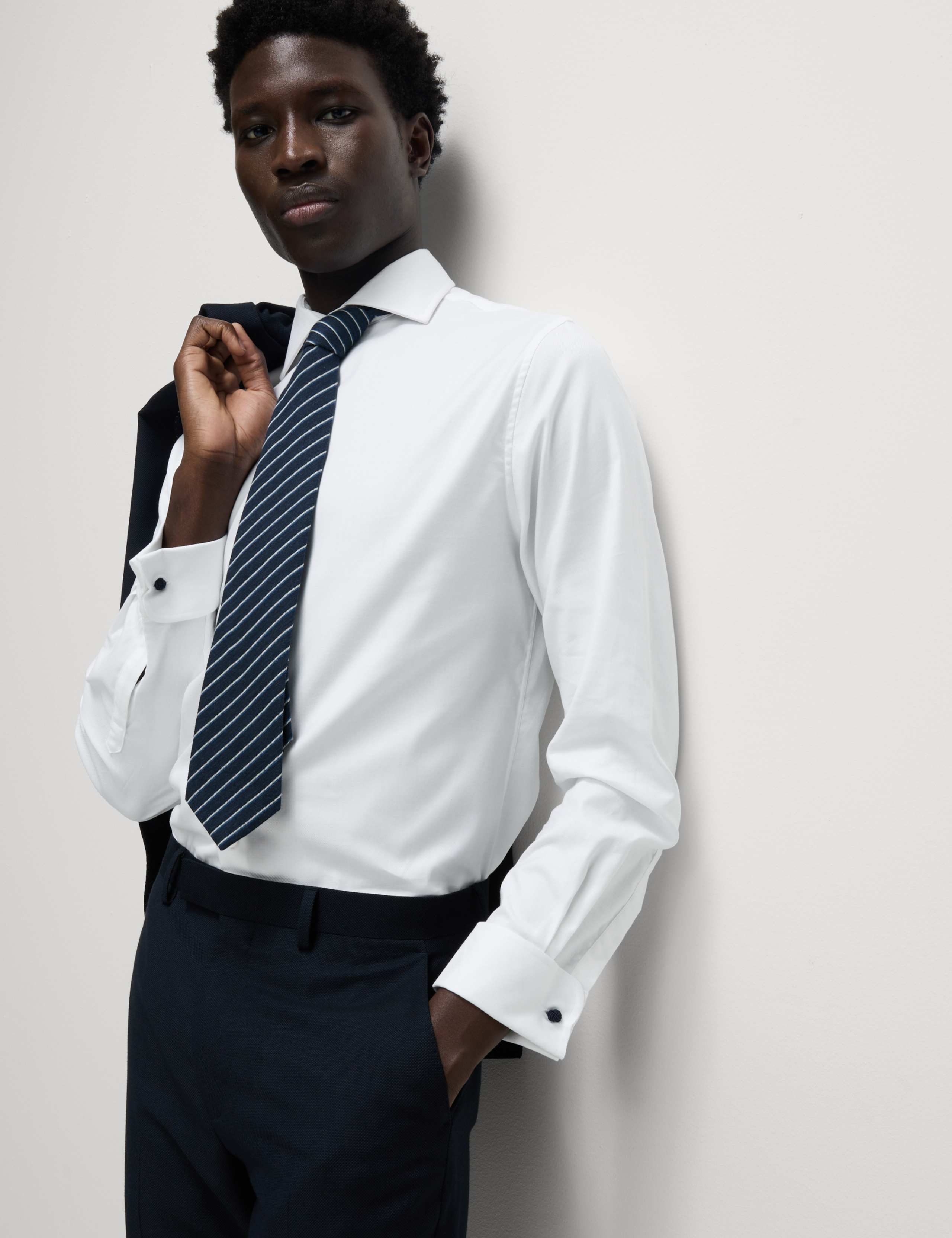 Tailored Fit Luxury Cotton Double Cuff Twill Shirt 1 of 7