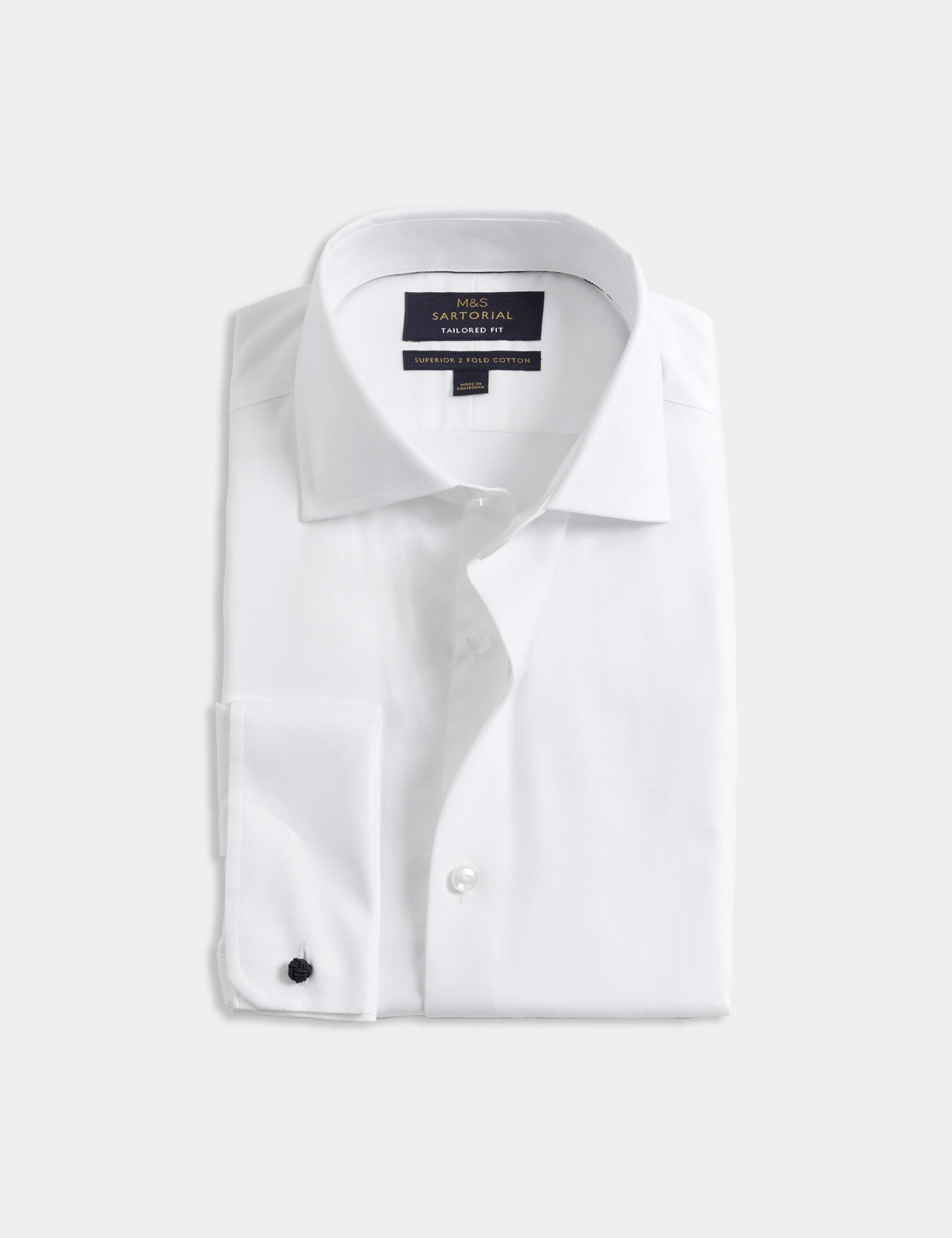 Tailored Fit Luxury Cotton Double Cuff Twill Shirt 2 of 7