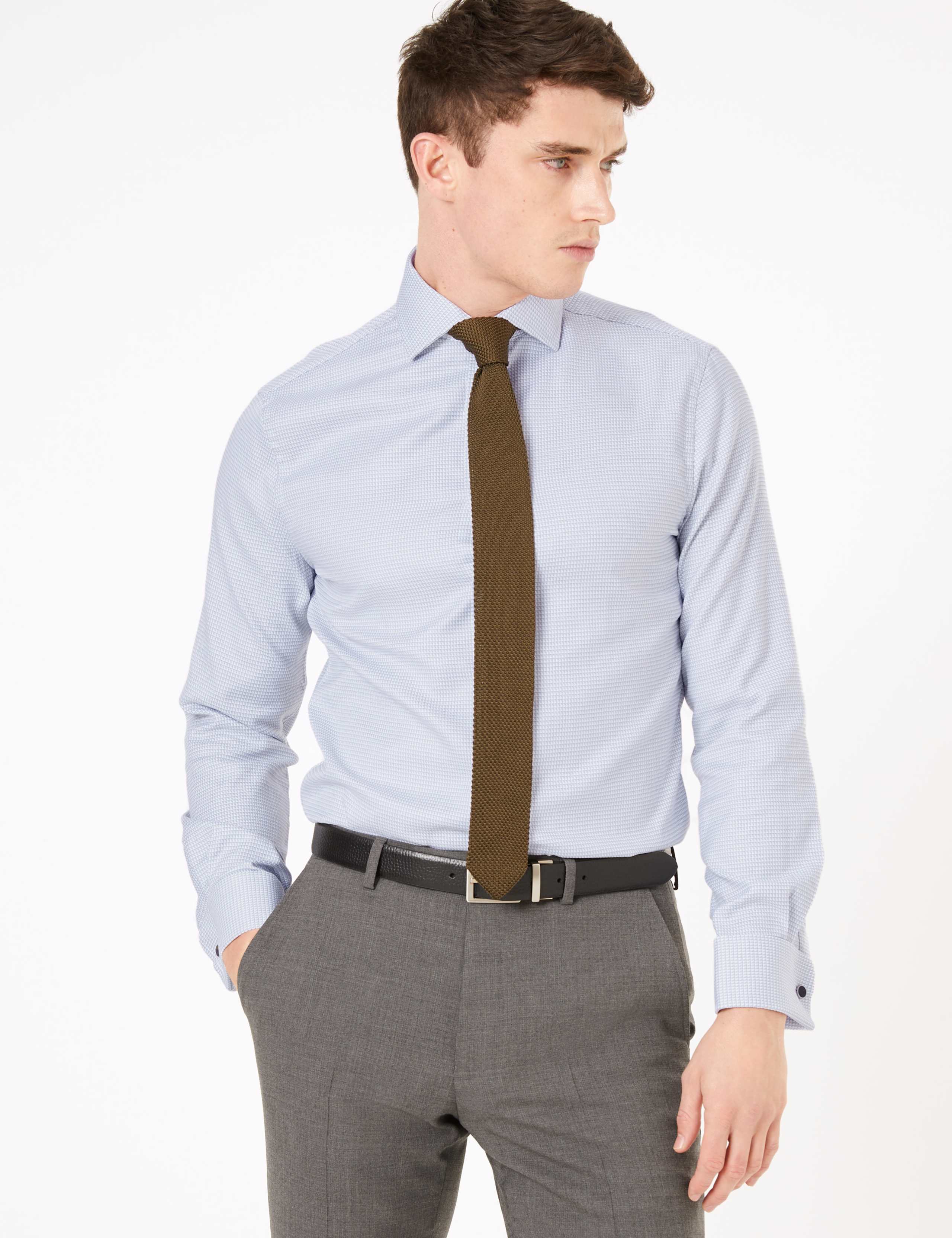 Tailored Fit Pure Cotton Textured Shirt 1 of 5