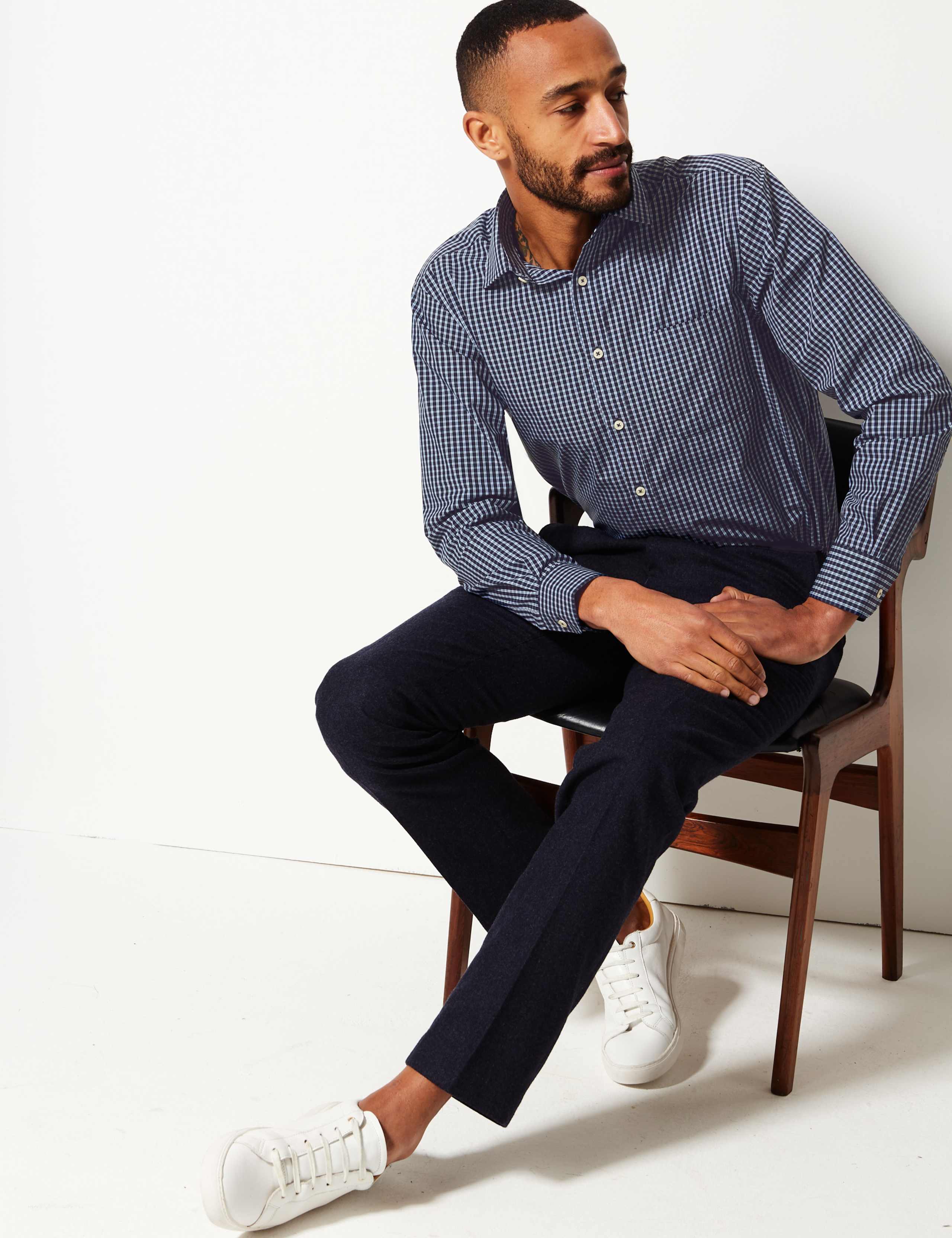 Cotton Rich Regular Fit Shirt with Pocket 1 of 5