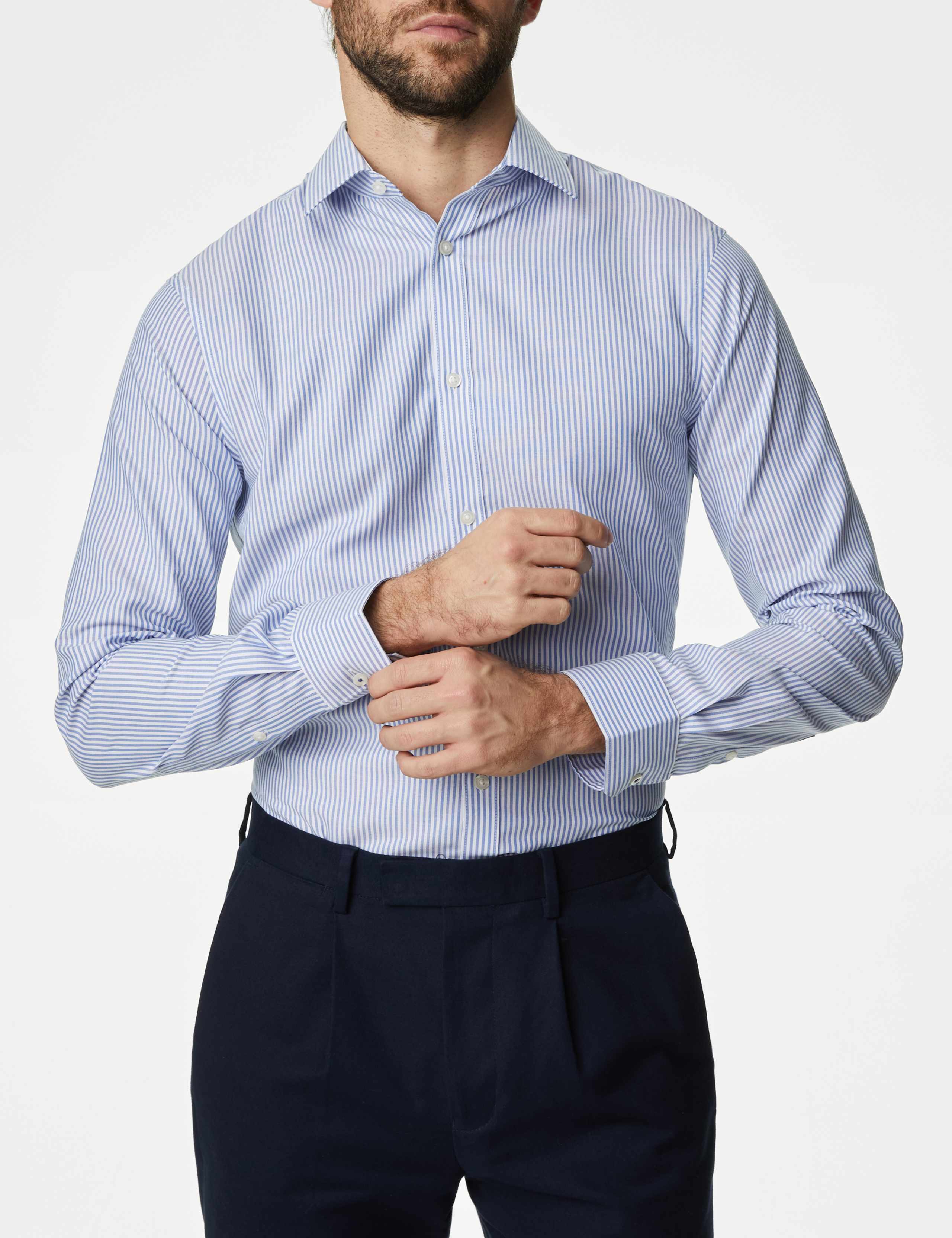 Slim Fit Non Iron Pure Cotton Stripe Shirt 1 of 6