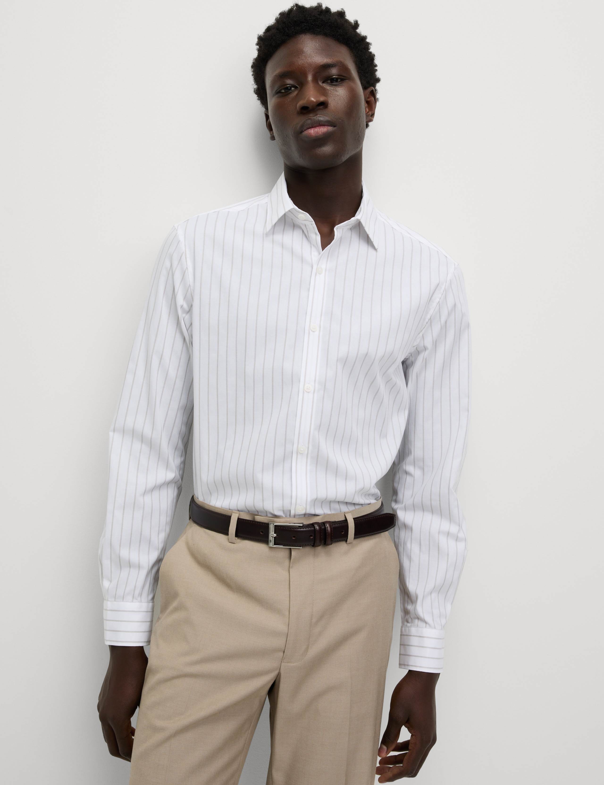 Easy Iron Pure Cotton Striped Shirt 1 of 6