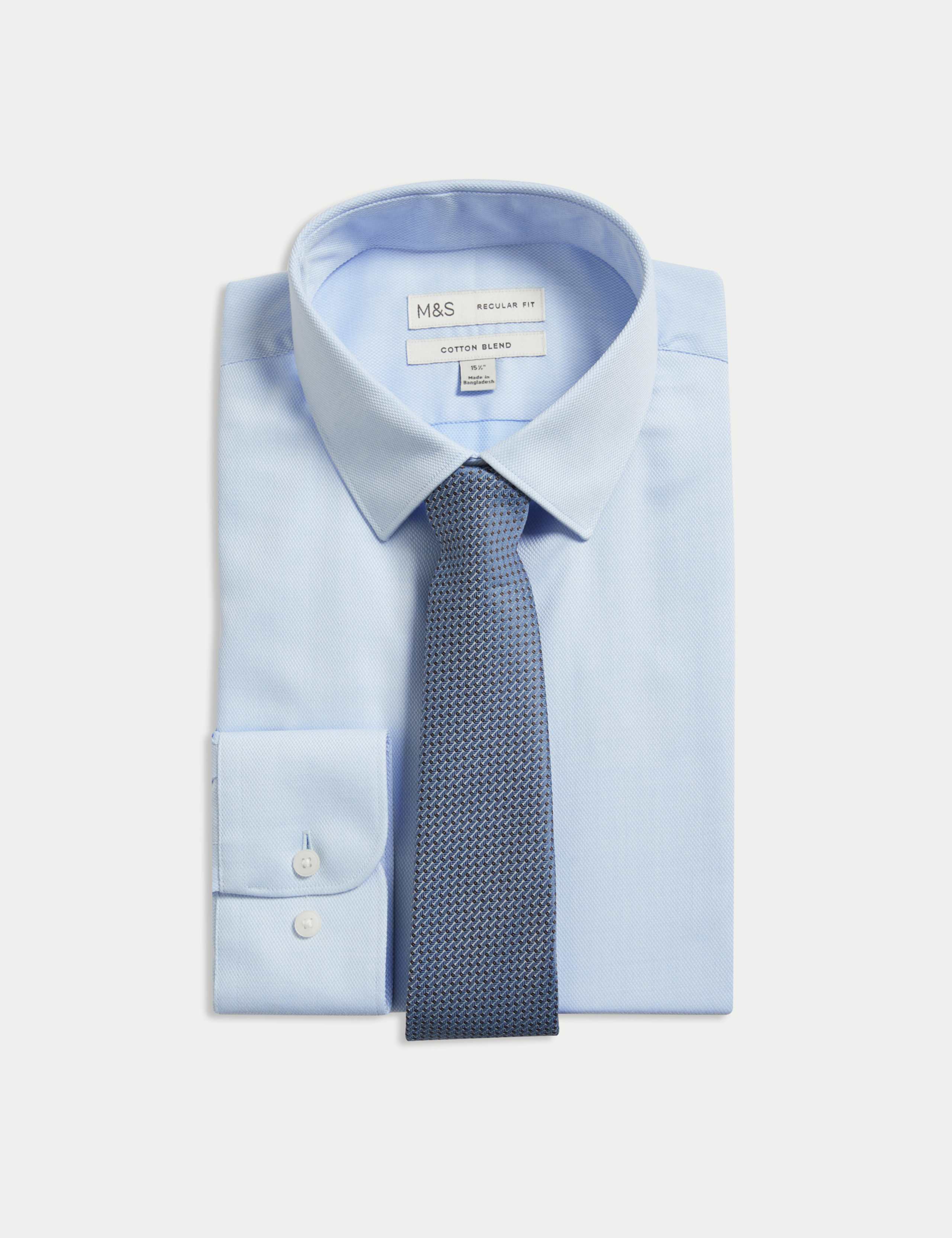 Regular Fit Easy Iron Cotton Blend Shirt & Tie 2 of 6